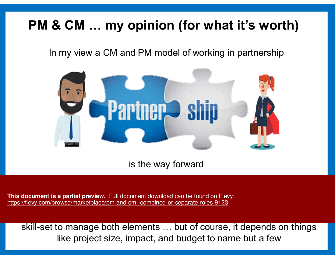 PM & CM - Combined or Separate Roles (18-slide PPT PowerPoint presentation (PPT)) Preview Image