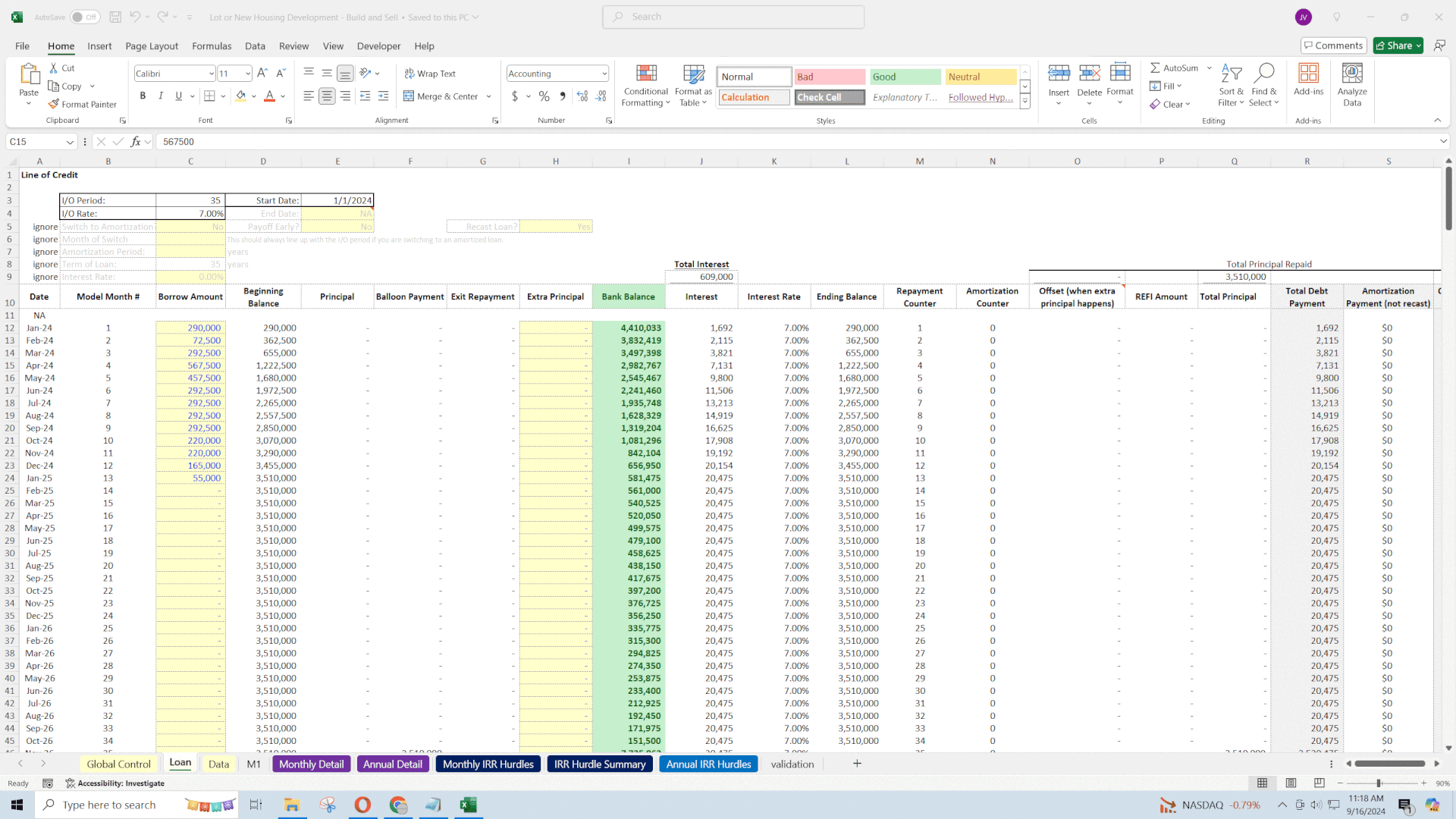 Land Development Real Estate Model (up to 500 lots) (Excel template (XLSX)) Preview Image