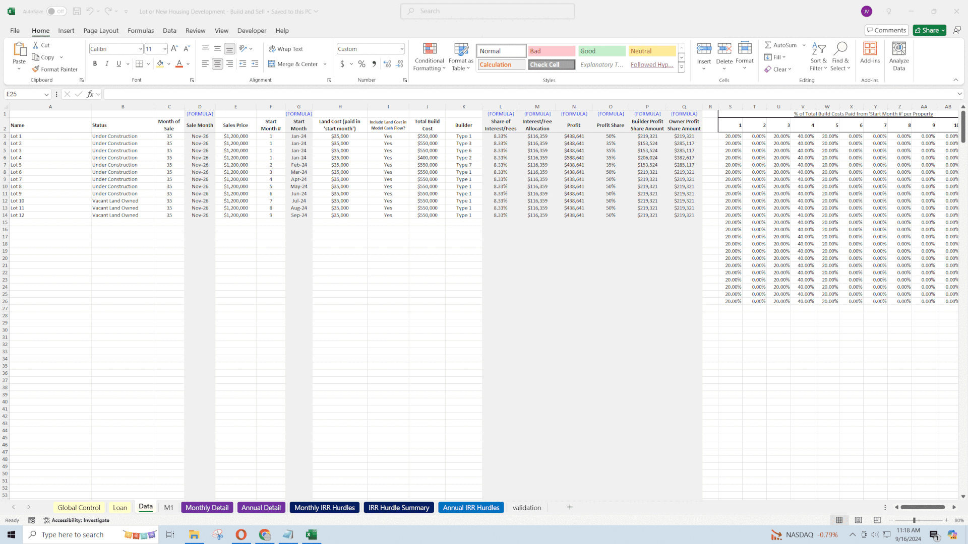 Land Development Real Estate Model (up to 500 lots) (Excel template (XLSX)) Preview Image