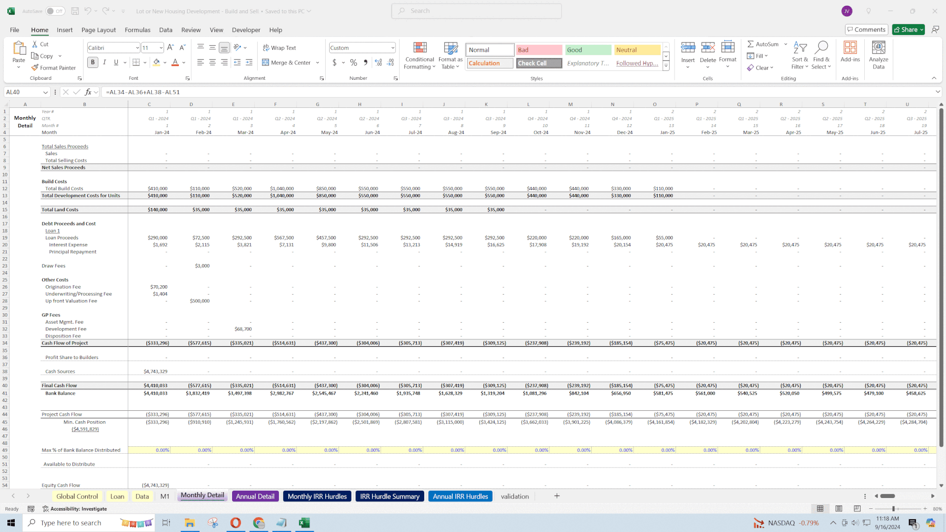 Land Development Real Estate Model (up to 500 lots) (Excel template (XLSX)) Preview Image