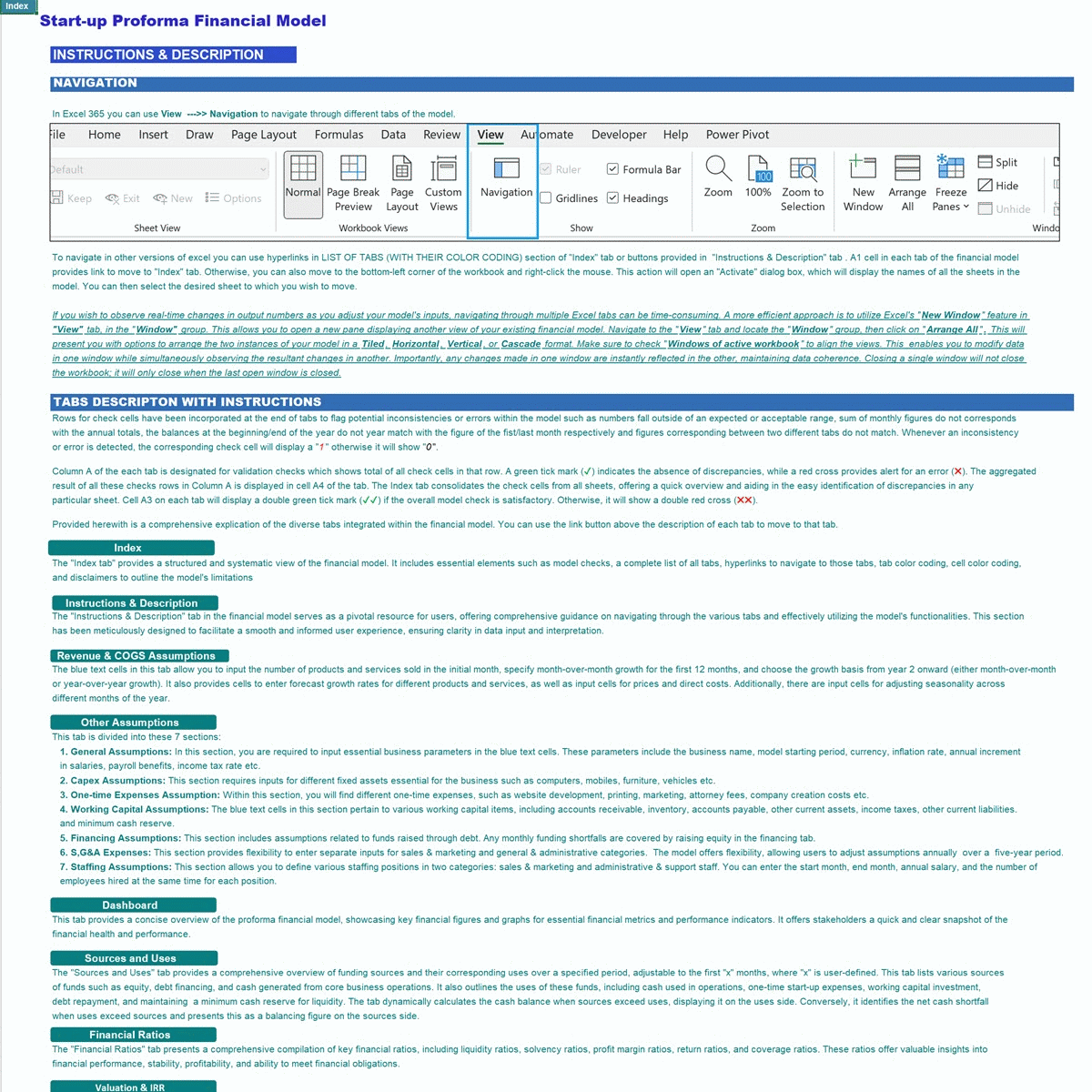 5-Year Pro-Forma Financial Projection Model for Startups (Excel template (XLSX)) Preview Image