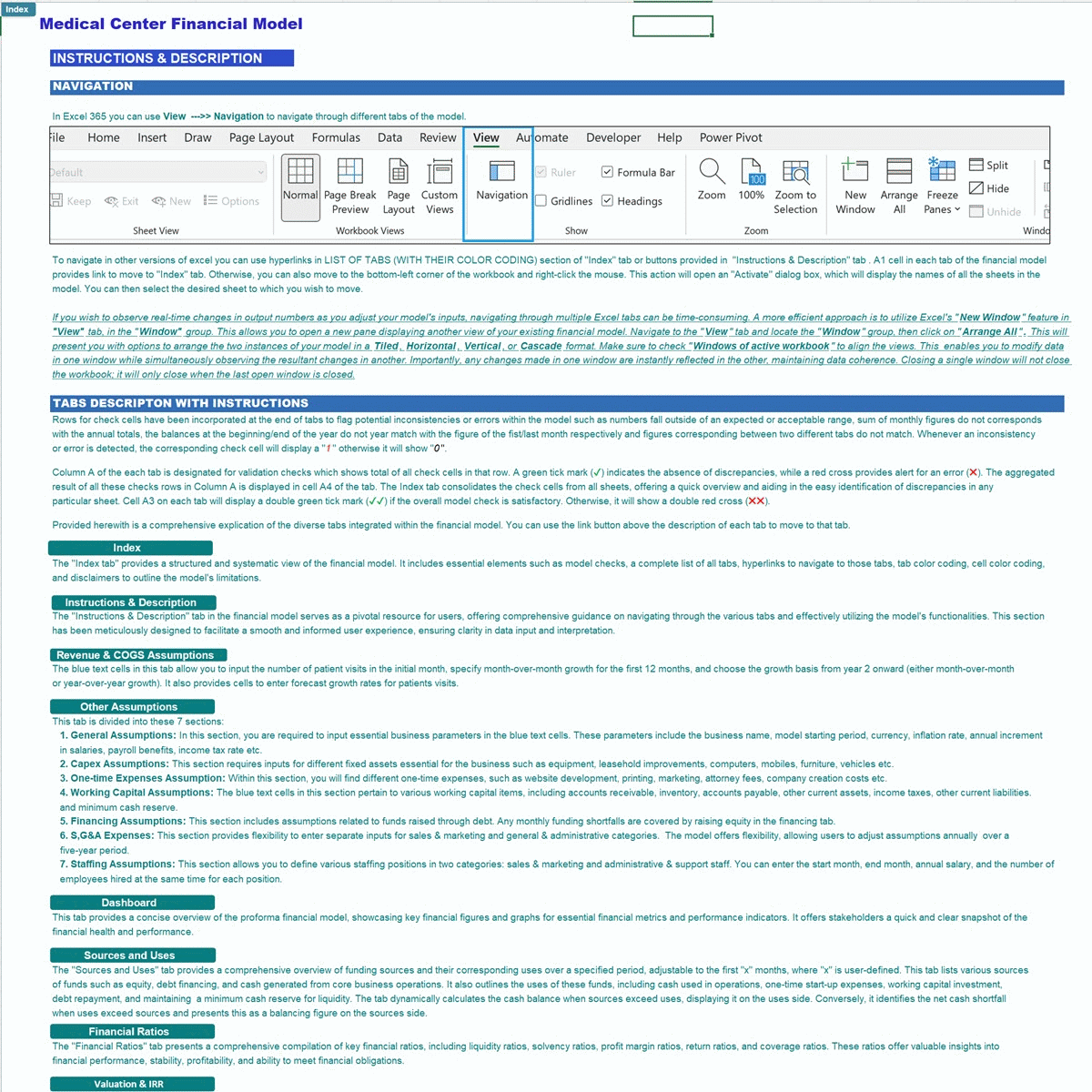 Medical Center (Outpatient) 5-Year Monthly Financial Model (Excel template (XLSX)) Preview Image