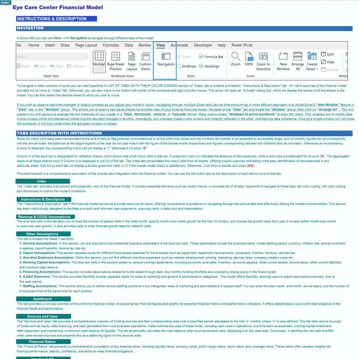 Eye Care Center (Outpatient) 5-Year Financial Model (Excel template (XLSX)) Preview Image