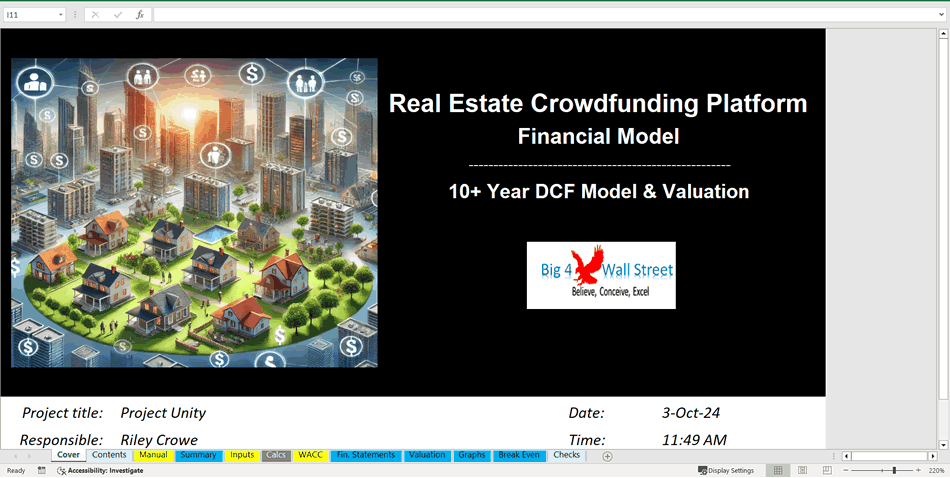 Real Estate Crowdfunding Platform (DCF & Valuation Model) (Excel template (XLSX)) Preview Image