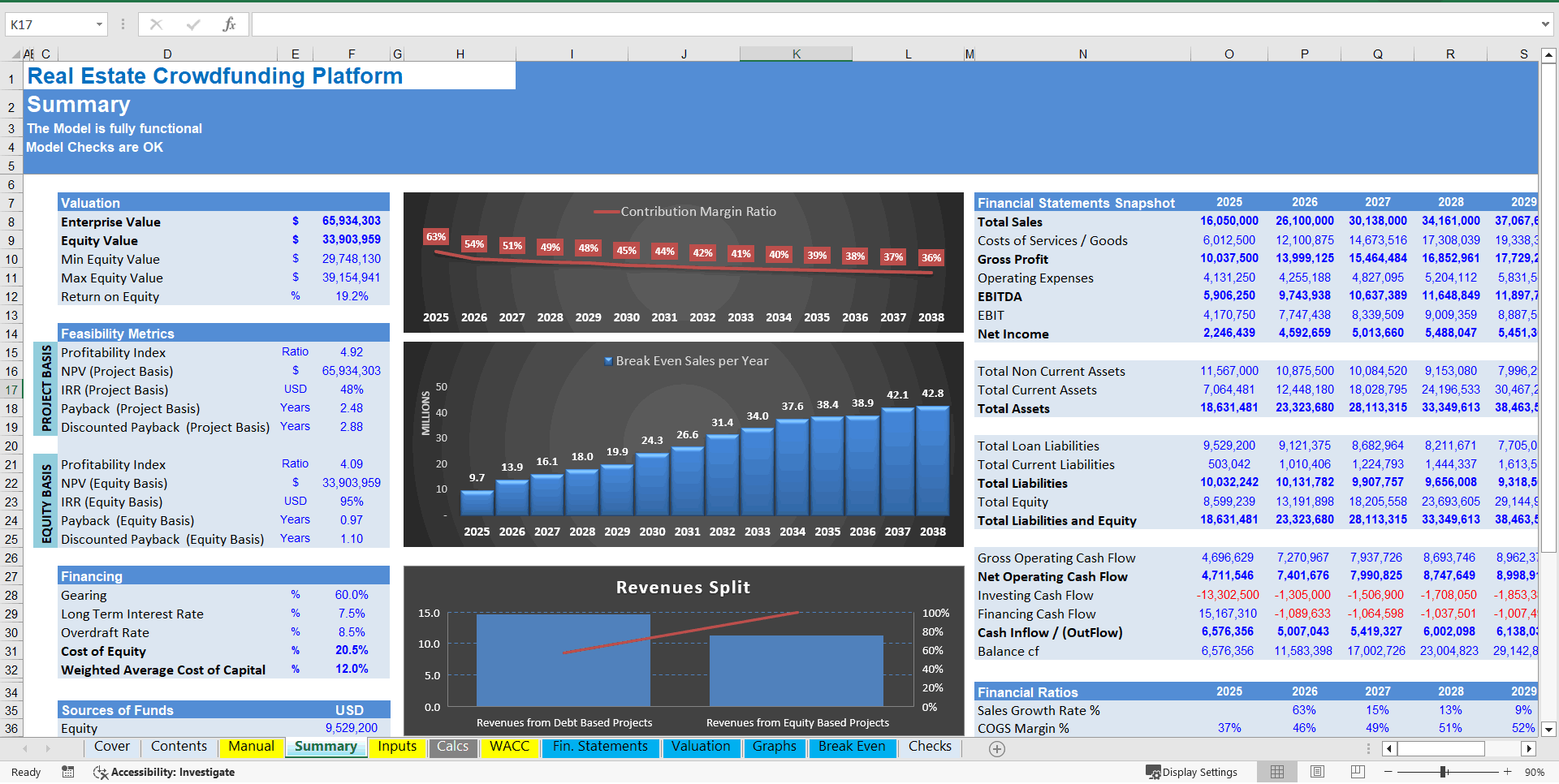 Real Estate Crowdfunding Platform (DCF & Valuation Model) (Excel template (XLSX)) Preview Image