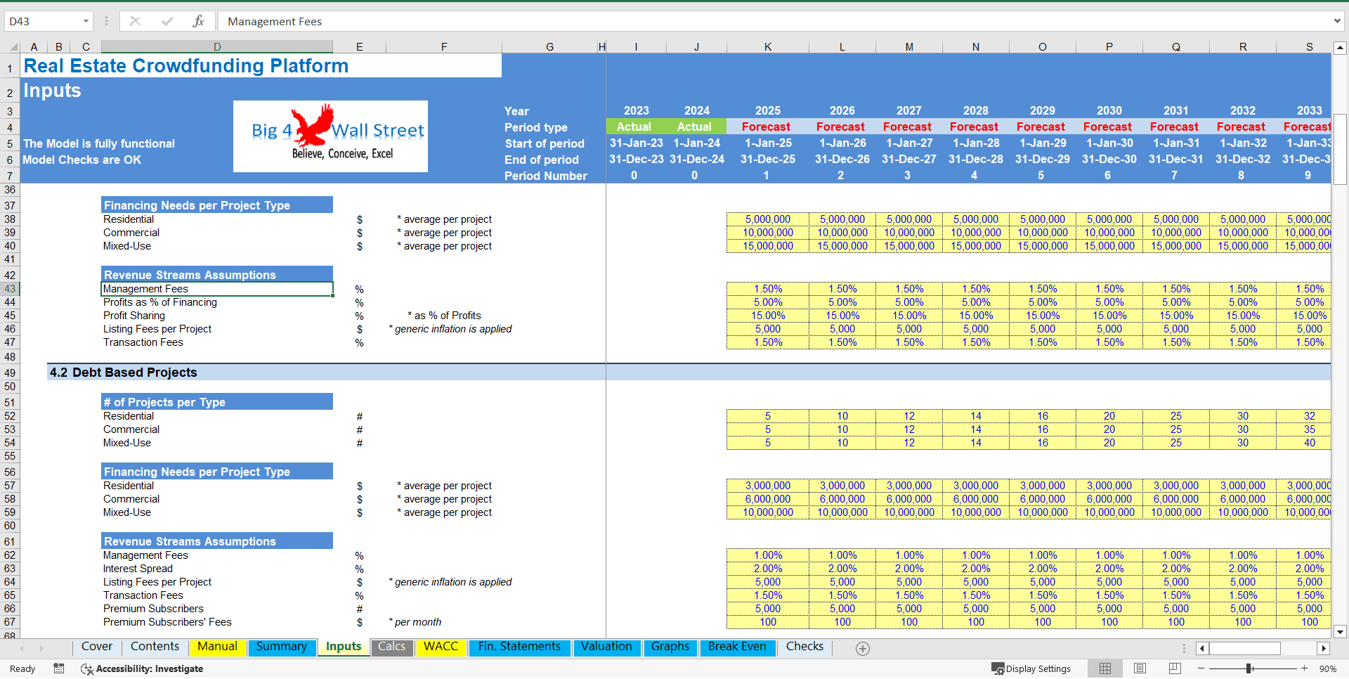 Real Estate Crowdfunding Platform (DCF & Valuation Model) (Excel template (XLSX)) Preview Image