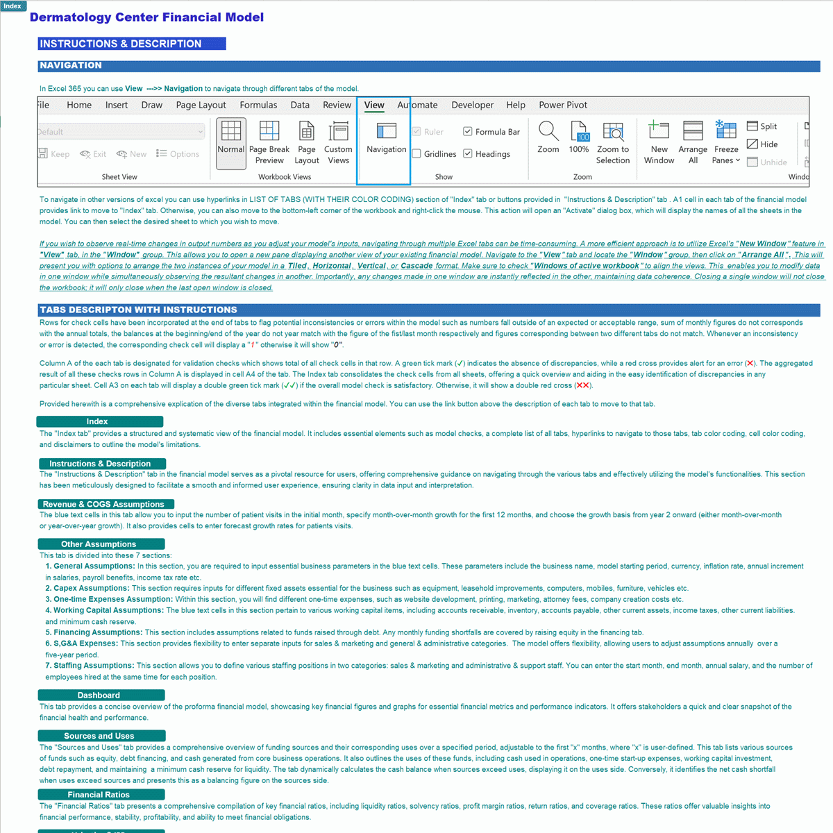 Dermatology Center Financial Projection & Valuation Model (Excel template (XLSX)) Preview Image