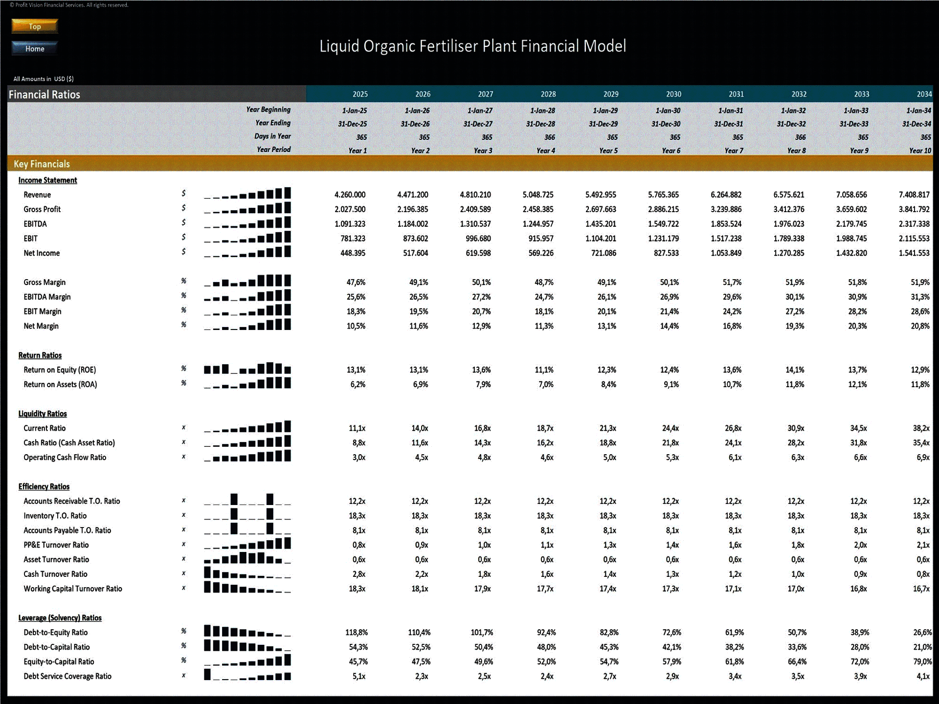 Organic Liquid Fertilizer Plant – 10 Year Financial Model (Excel template (XLSX)) Preview Image