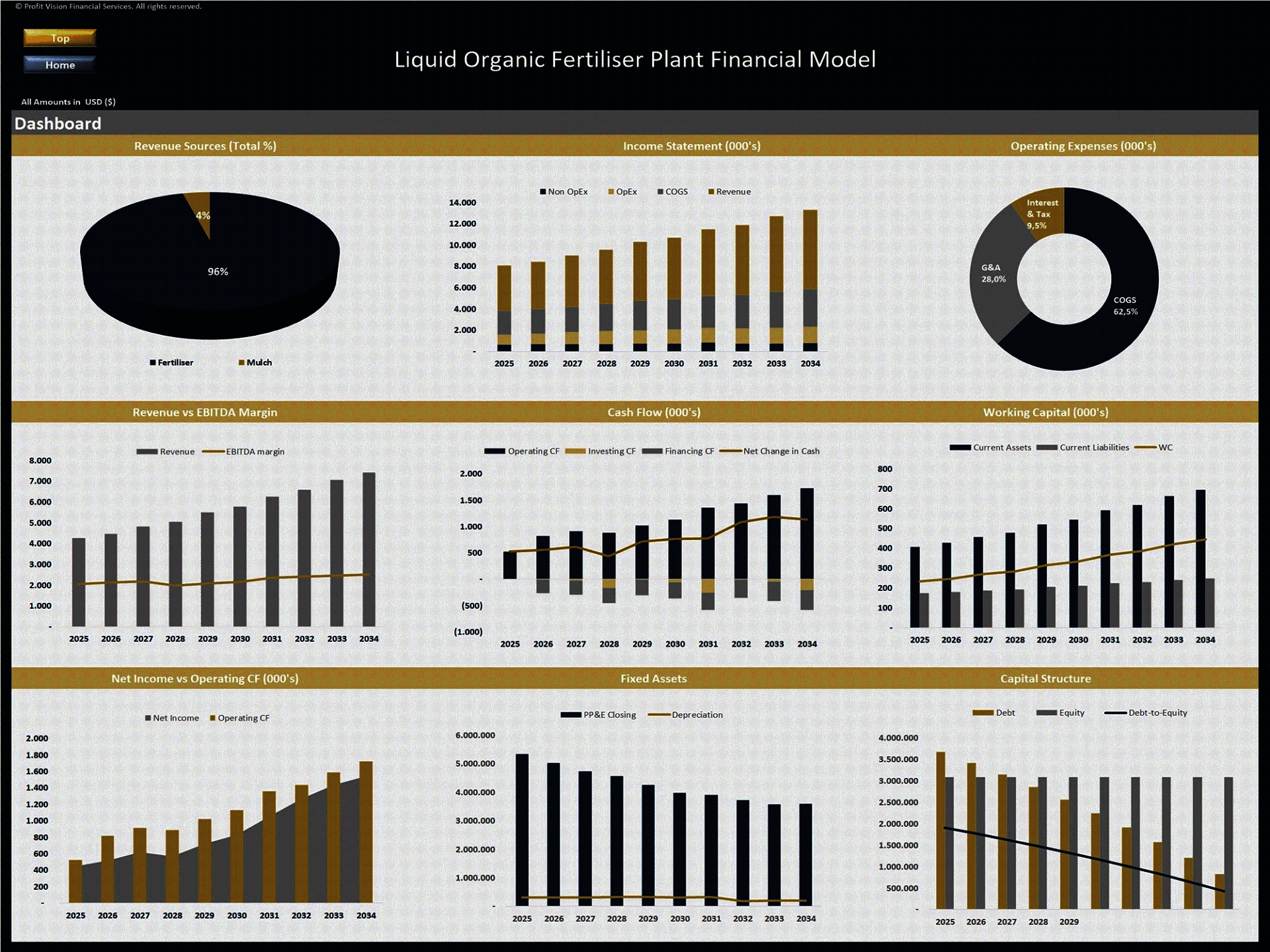 Organic Liquid Fertilizer Plant – 10 Year Financial Model (Excel template (XLSX)) Preview Image