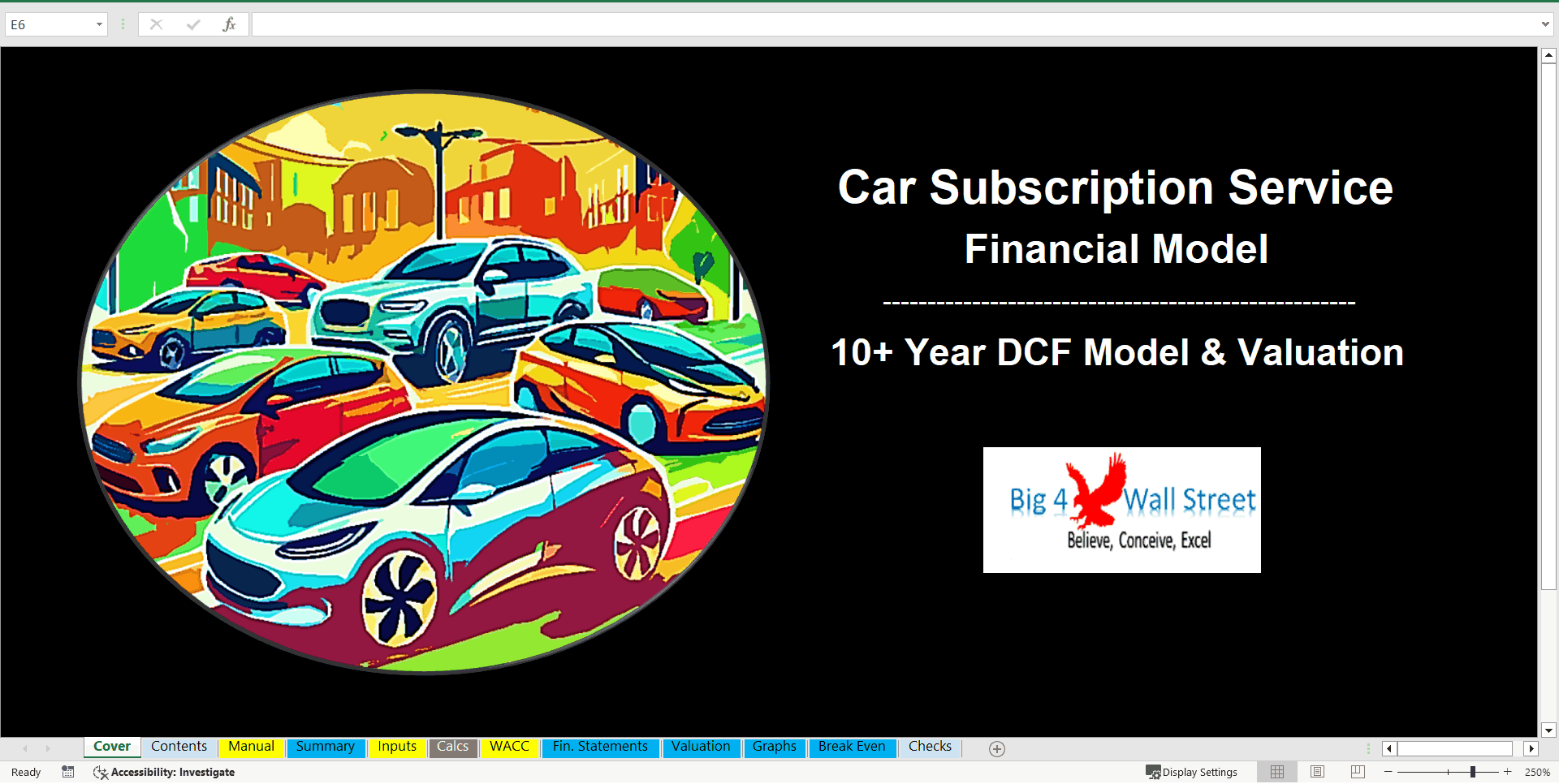 Car Subscription Service - Financial Model (10+ Year DCF Model) (Excel template (XLSX)) Preview Image