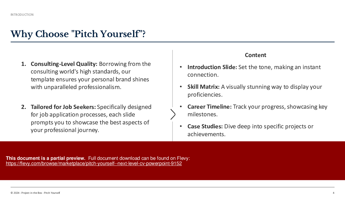 Pitch Yourself - Next-Level CV PowerPoint (38-slide PPT PowerPoint presentation (PPTX)) Preview Image