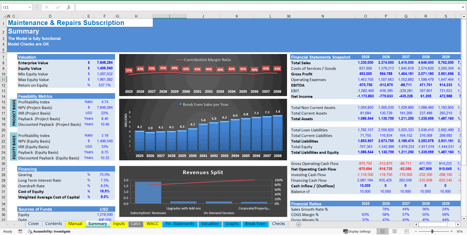 Home Maintenance & Repair Subscription - DCF Financial Model (Excel template (XLSX)) Preview Image