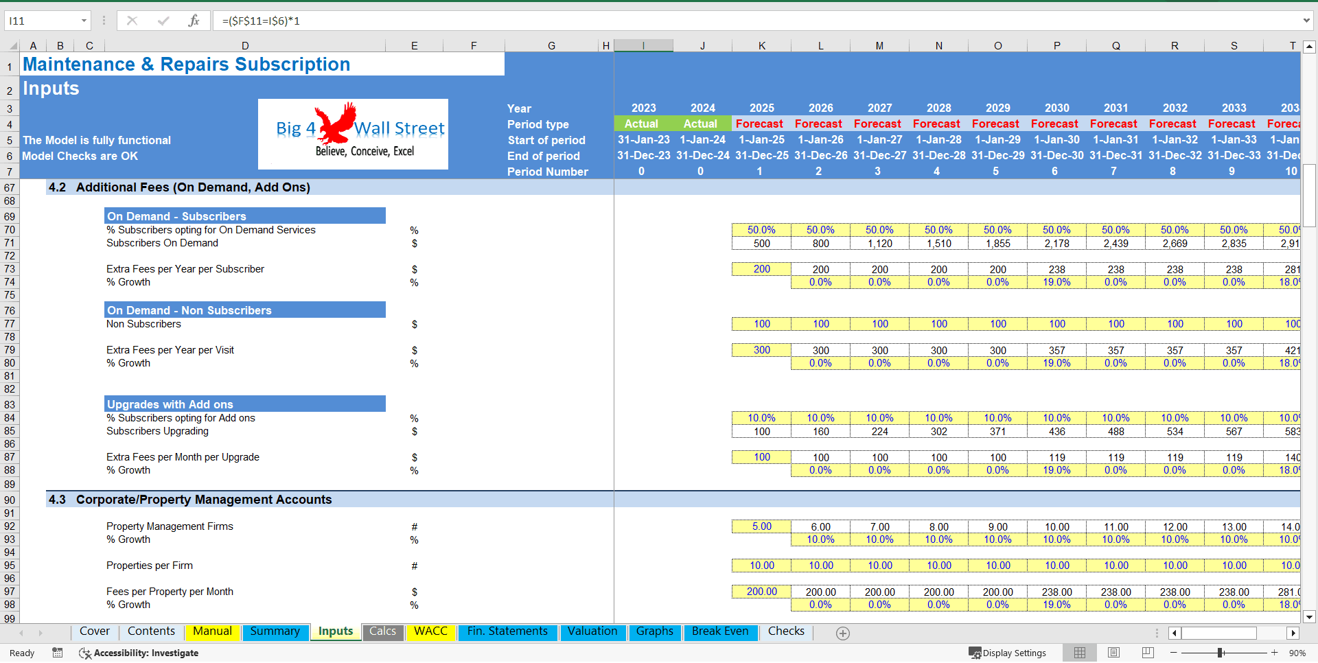 Home Maintenance & Repair Subscription - DCF Financial Model (Excel template (XLSX)) Preview Image