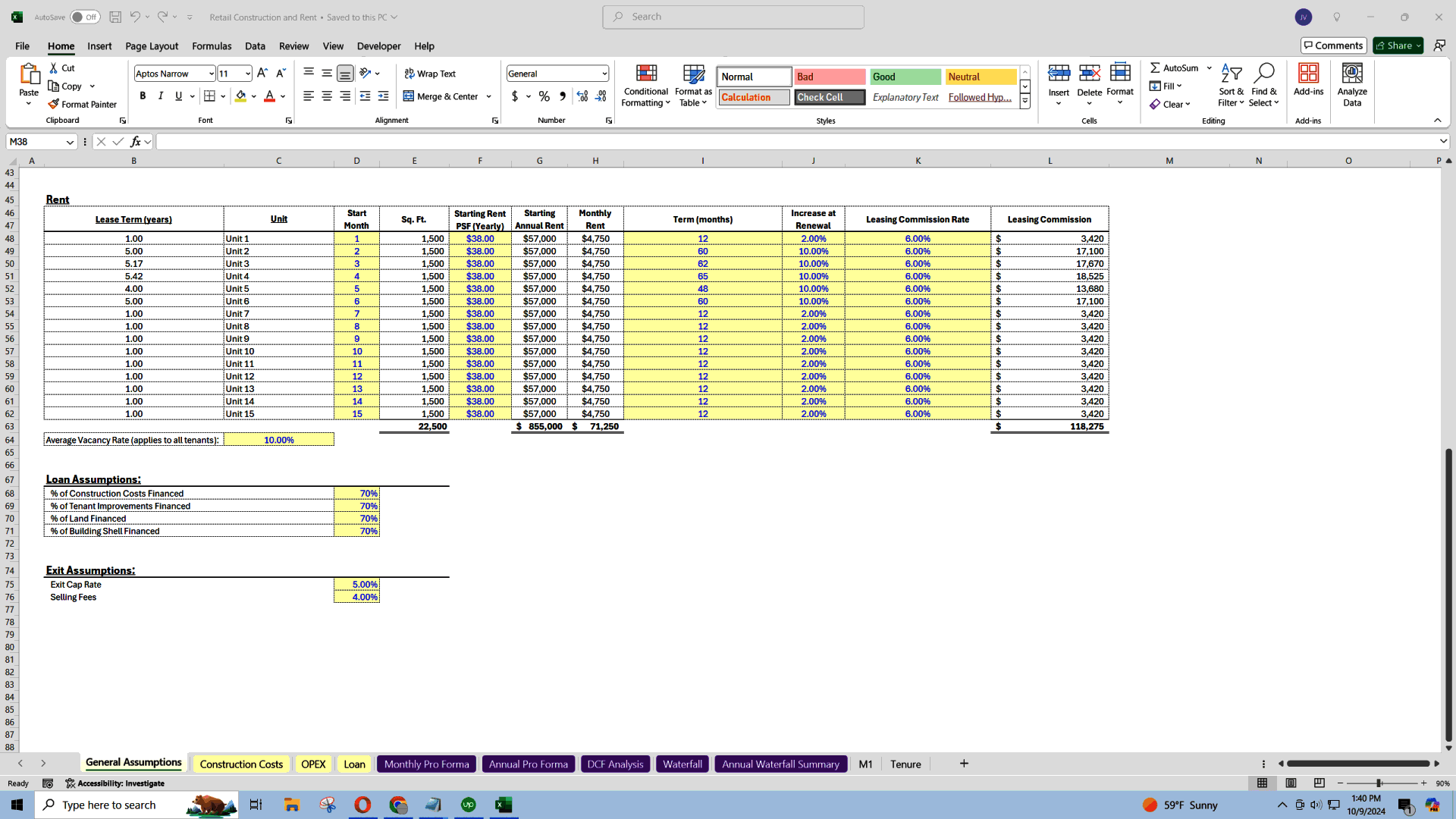 Retail Real Estate Underwriting (Excel template (XLSX)) Preview Image