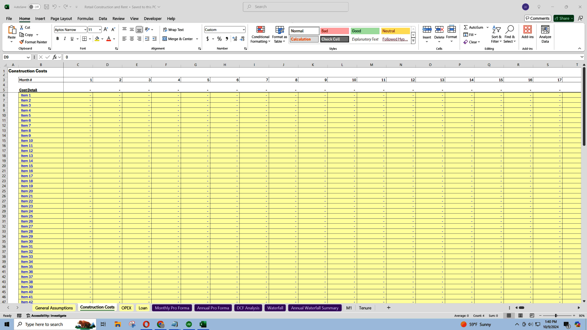 Retail Real Estate Underwriting (Excel template (XLSX)) Preview Image