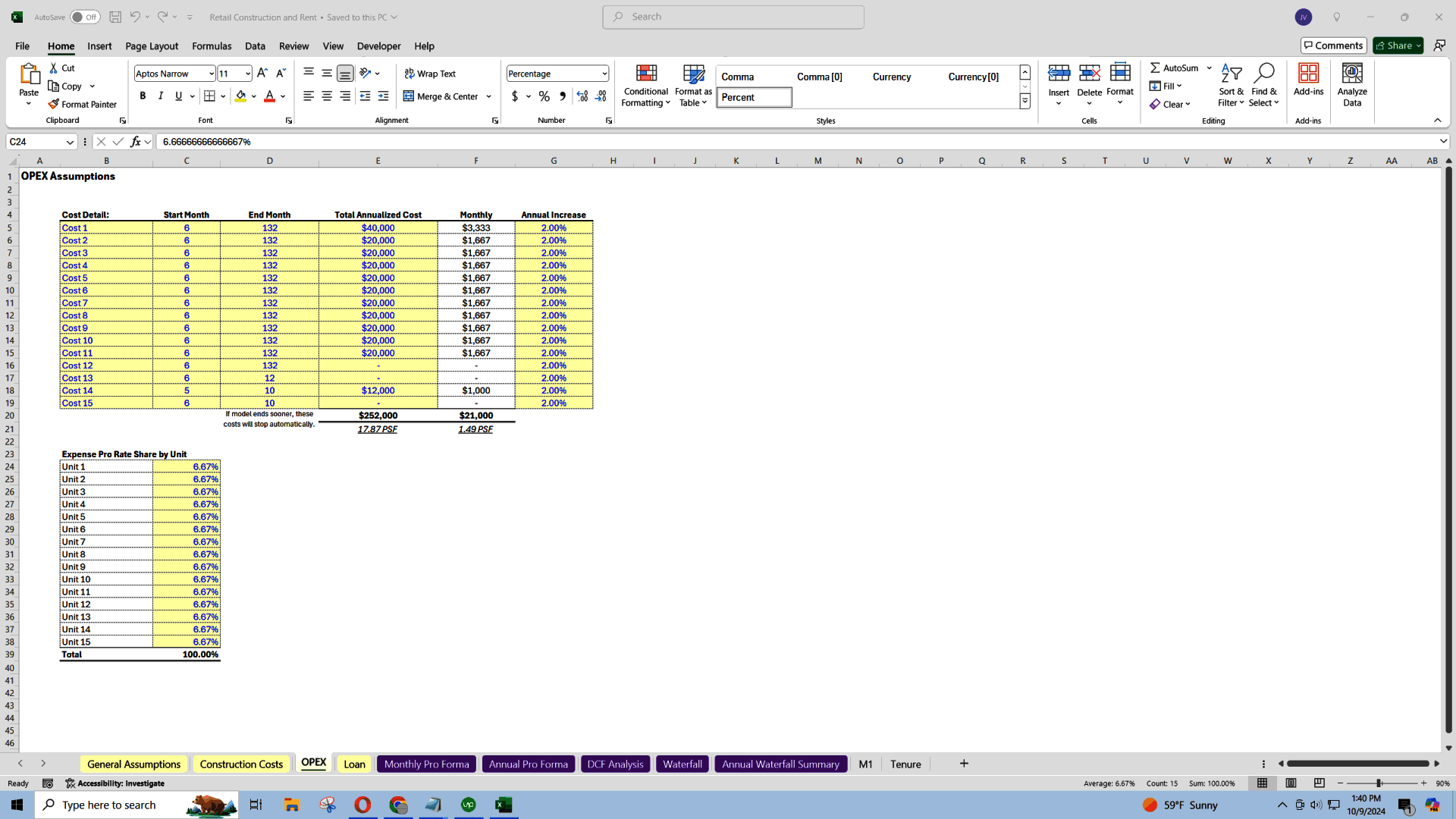 Retail Real Estate Underwriting (Excel template (XLSX)) Preview Image