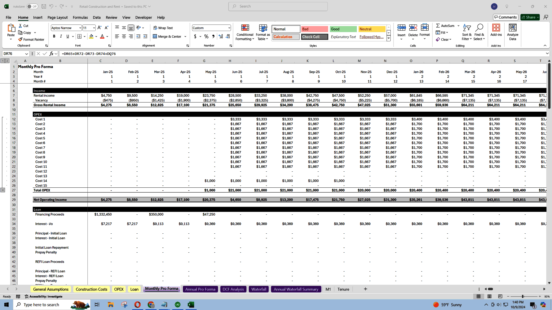 Retail Real Estate Underwriting (Excel template (XLSX)) Preview Image