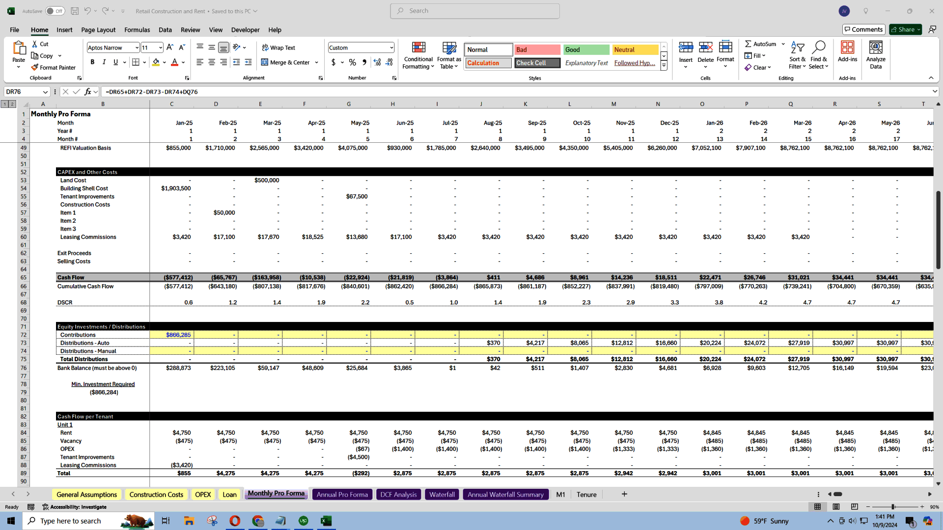 Retail Real Estate Underwriting (Excel template (XLSX)) Preview Image