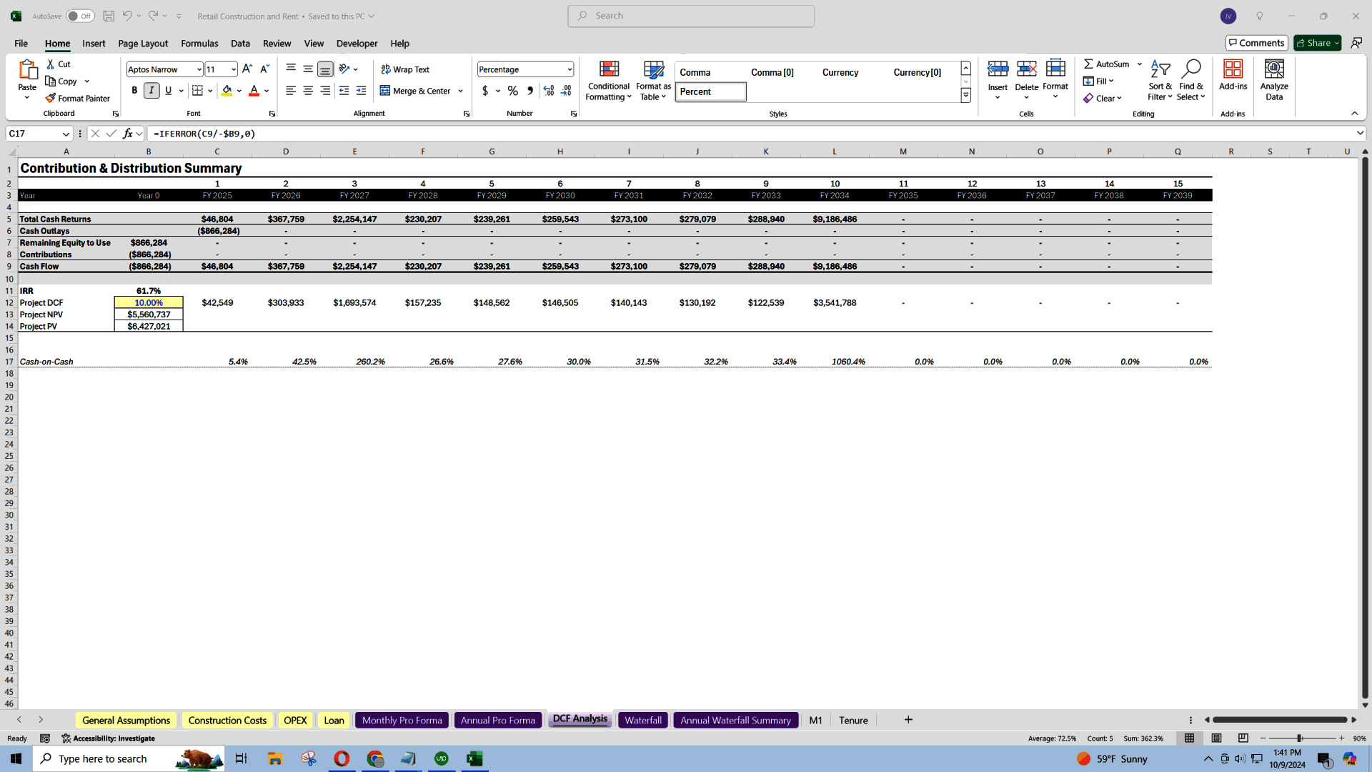 Retail Real Estate Underwriting (Excel template (XLSX)) Preview Image