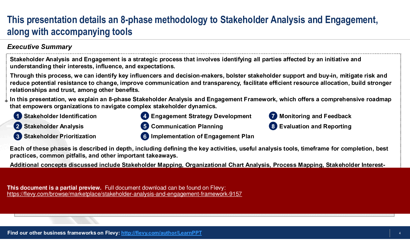 Stakeholder Analysis and Engagement Framework (63-slide PPT PowerPoint presentation (PPTX)) Preview Image