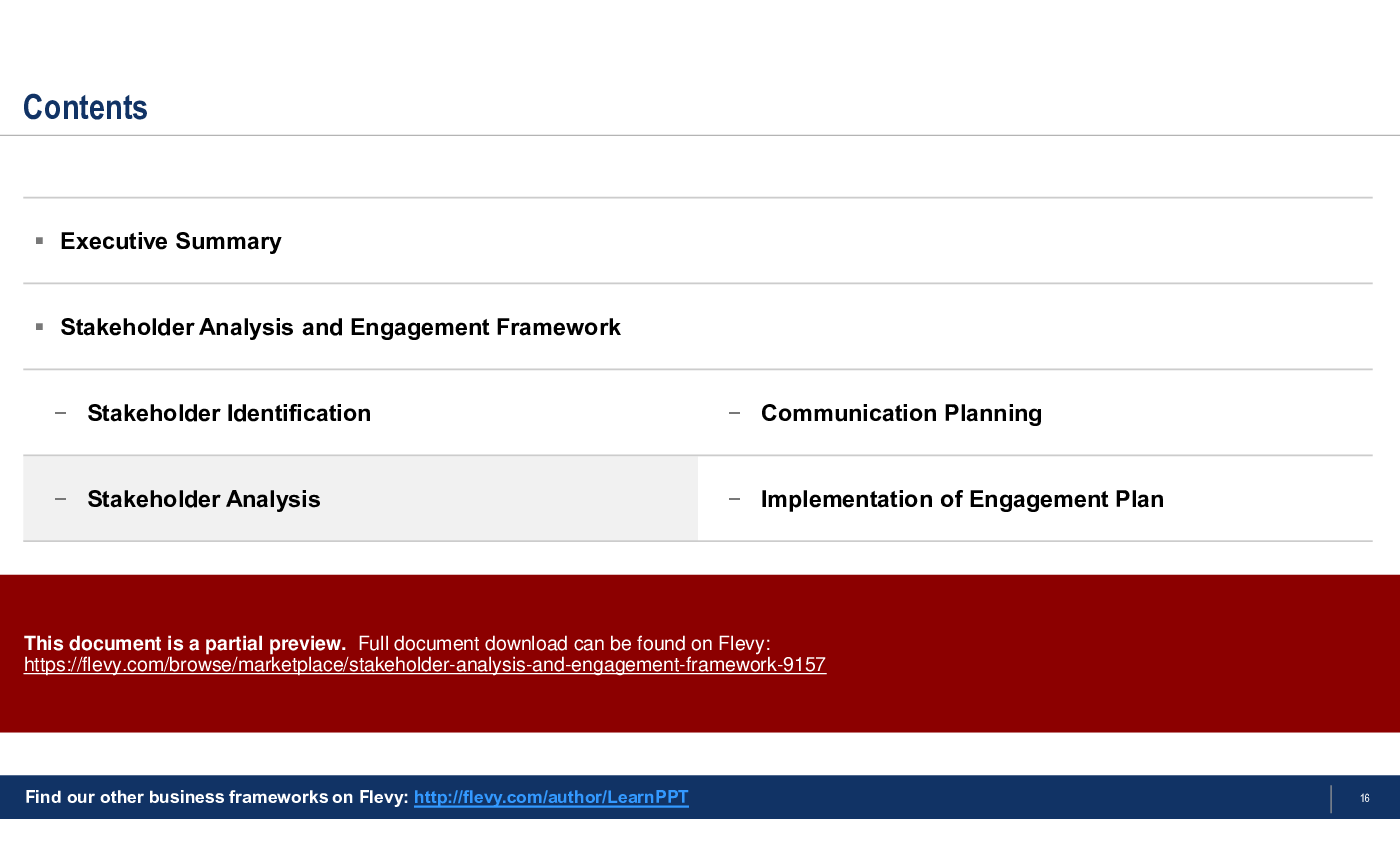 Stakeholder Analysis and Engagement Framework (63-slide PPT PowerPoint presentation (PPTX)) Preview Image