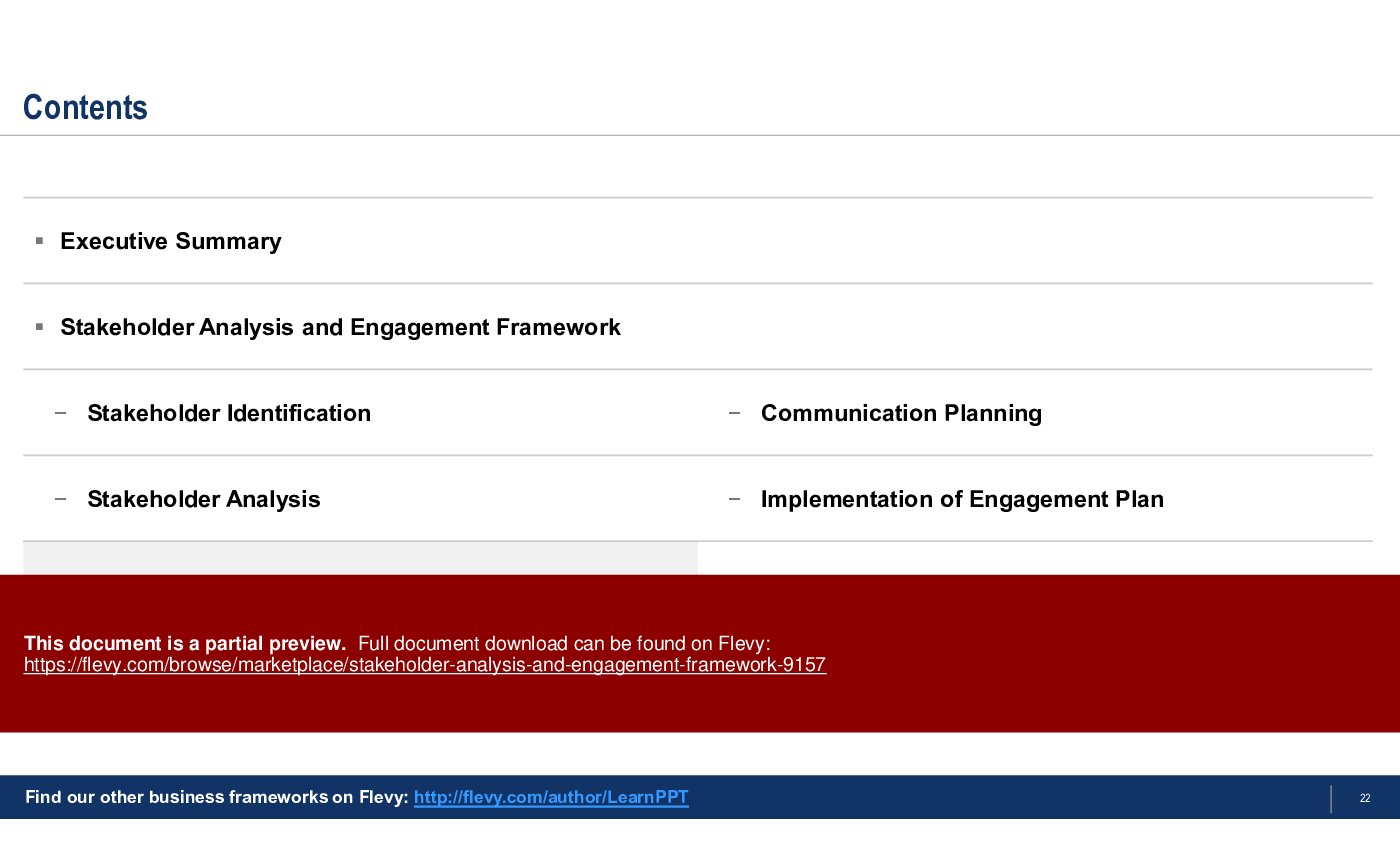 Stakeholder Analysis and Engagement Framework (63-slide PPT PowerPoint presentation (PPTX)) Preview Image