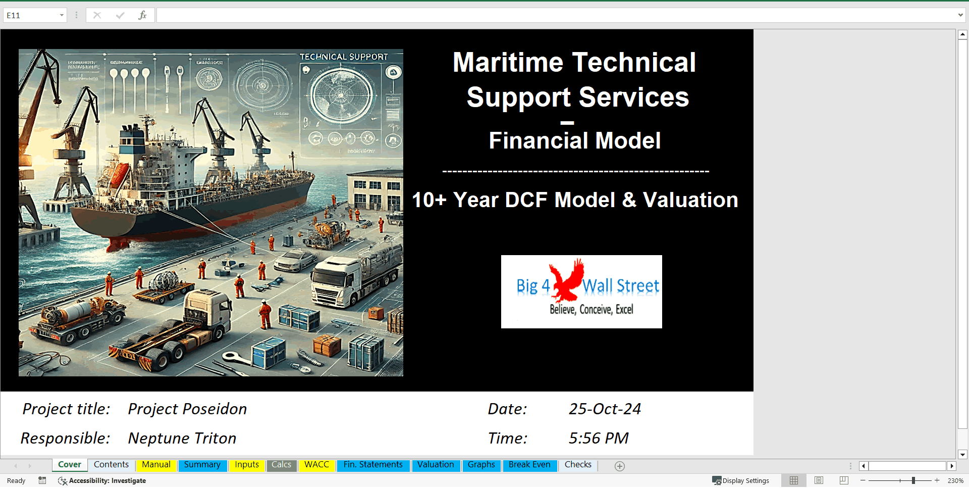 Maritime Technical Support Services Model (DCF + Valuation) (Excel template (XLSX)) Preview Image