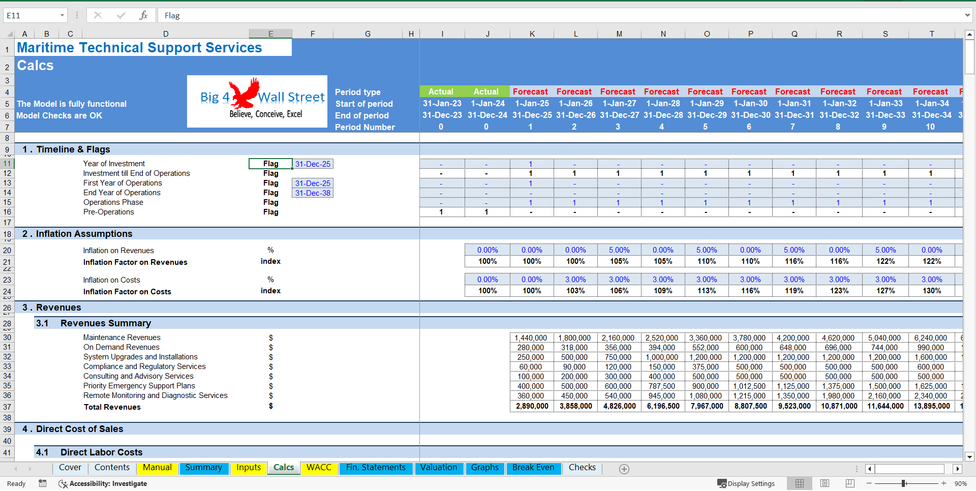 Maritime Technical Support Services Model (DCF + Valuation) (Excel template (XLSX)) Preview Image