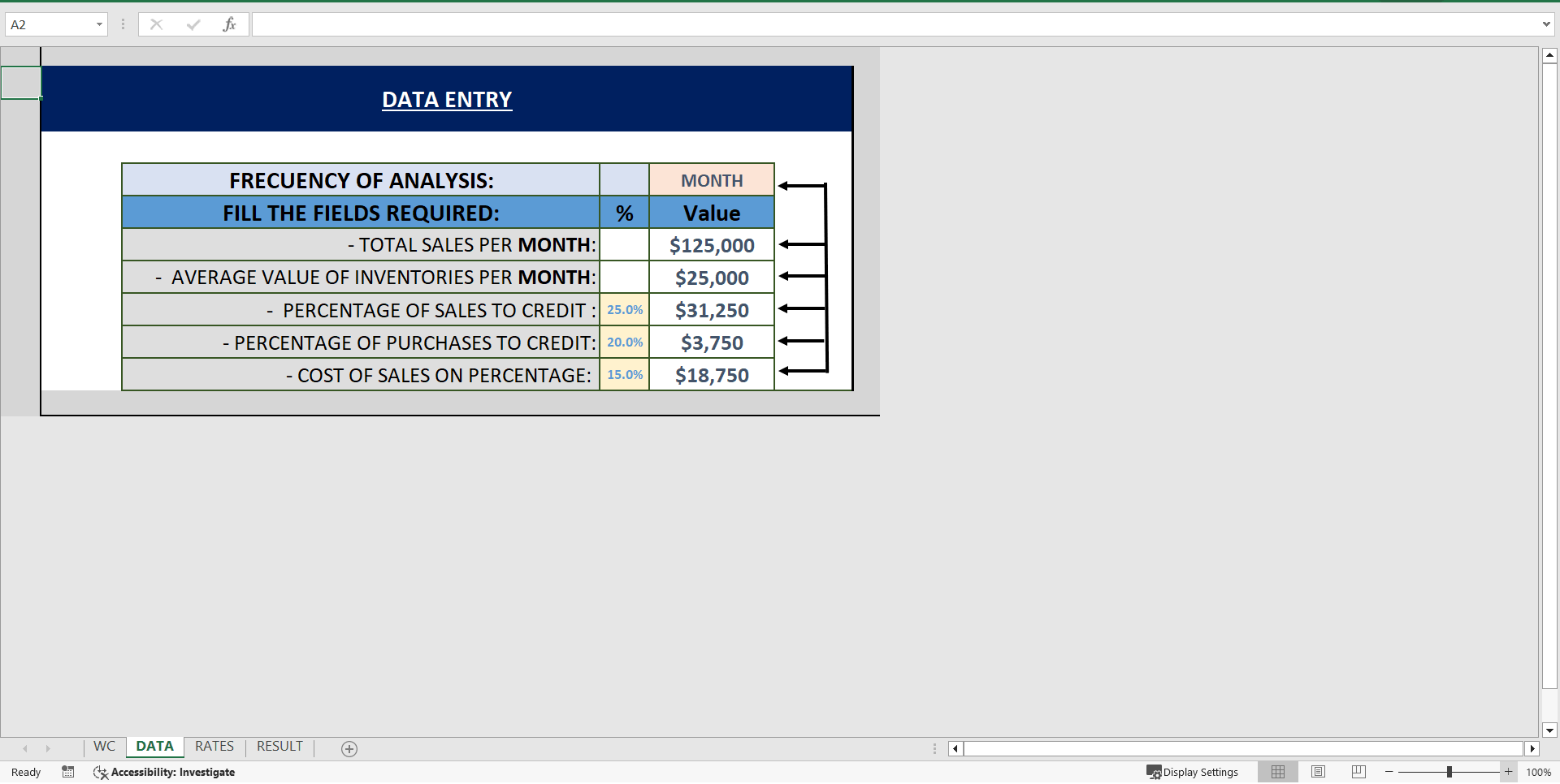 Working Capital Model (Excel template (XLSX)) Preview Image