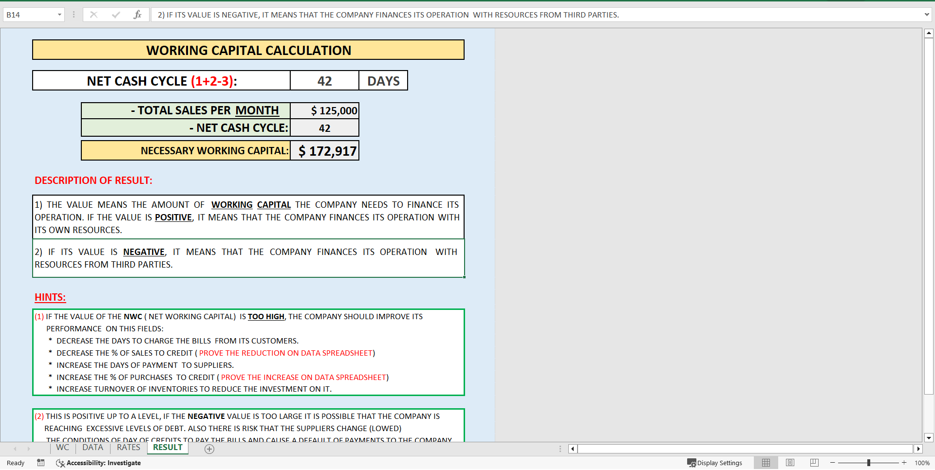 Working Capital Model (Excel template (XLSX)) Preview Image