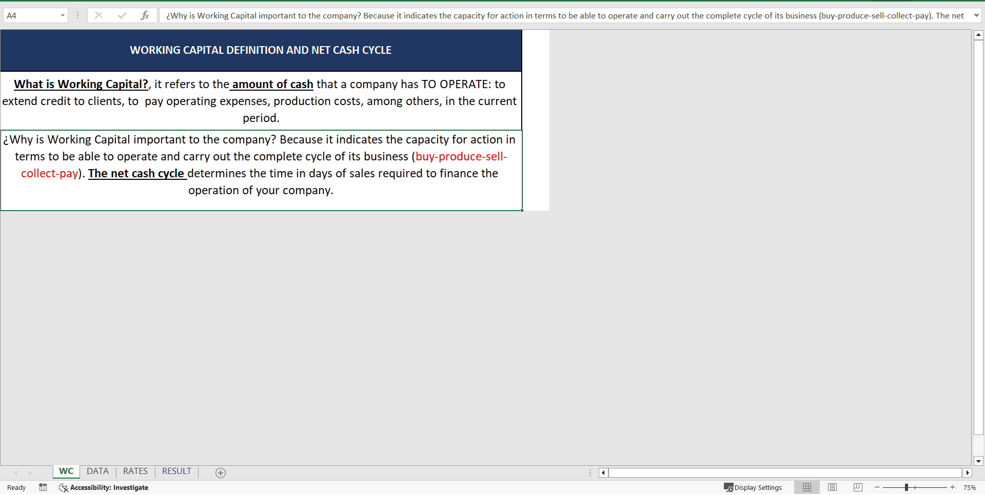 Working Capital Model (Excel template (XLSX)) Preview Image