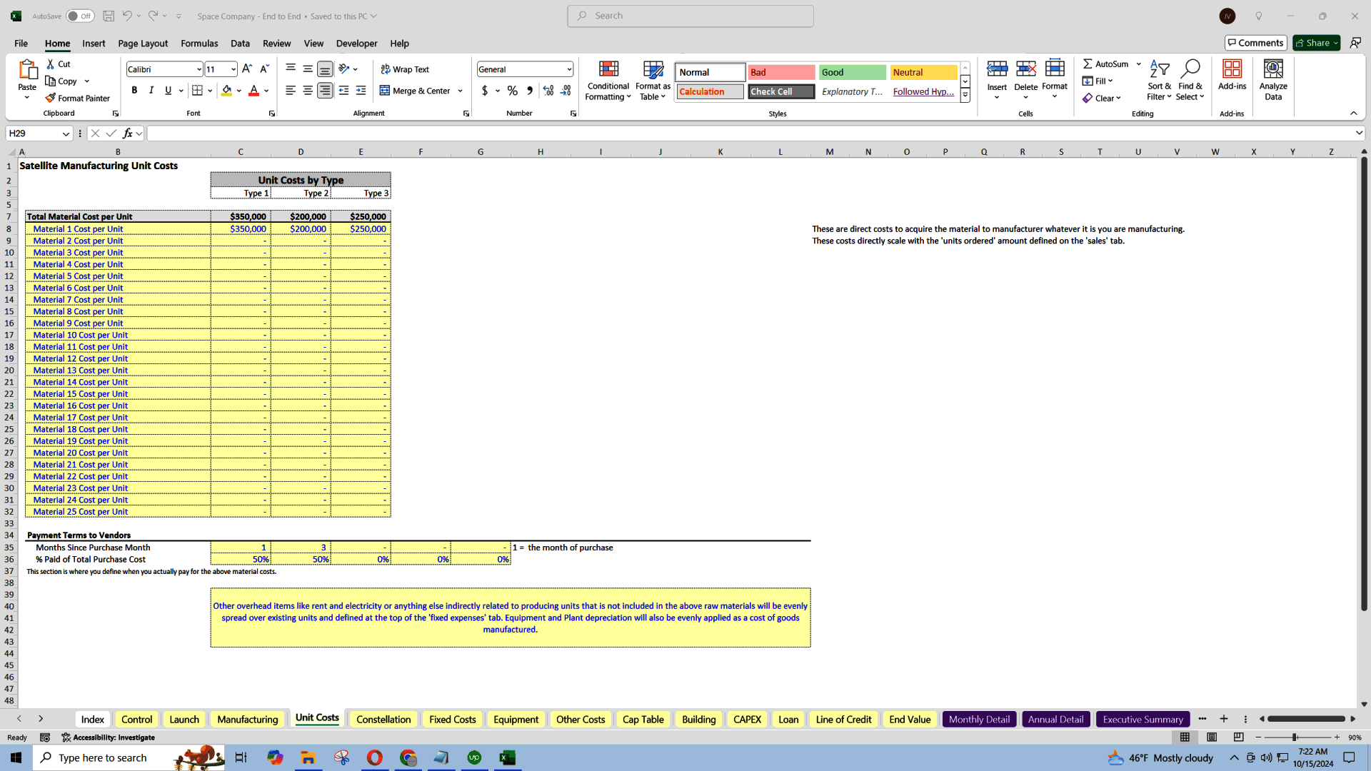 Space Company Startup Financial Model (Excel template (XLSX)) Preview Image