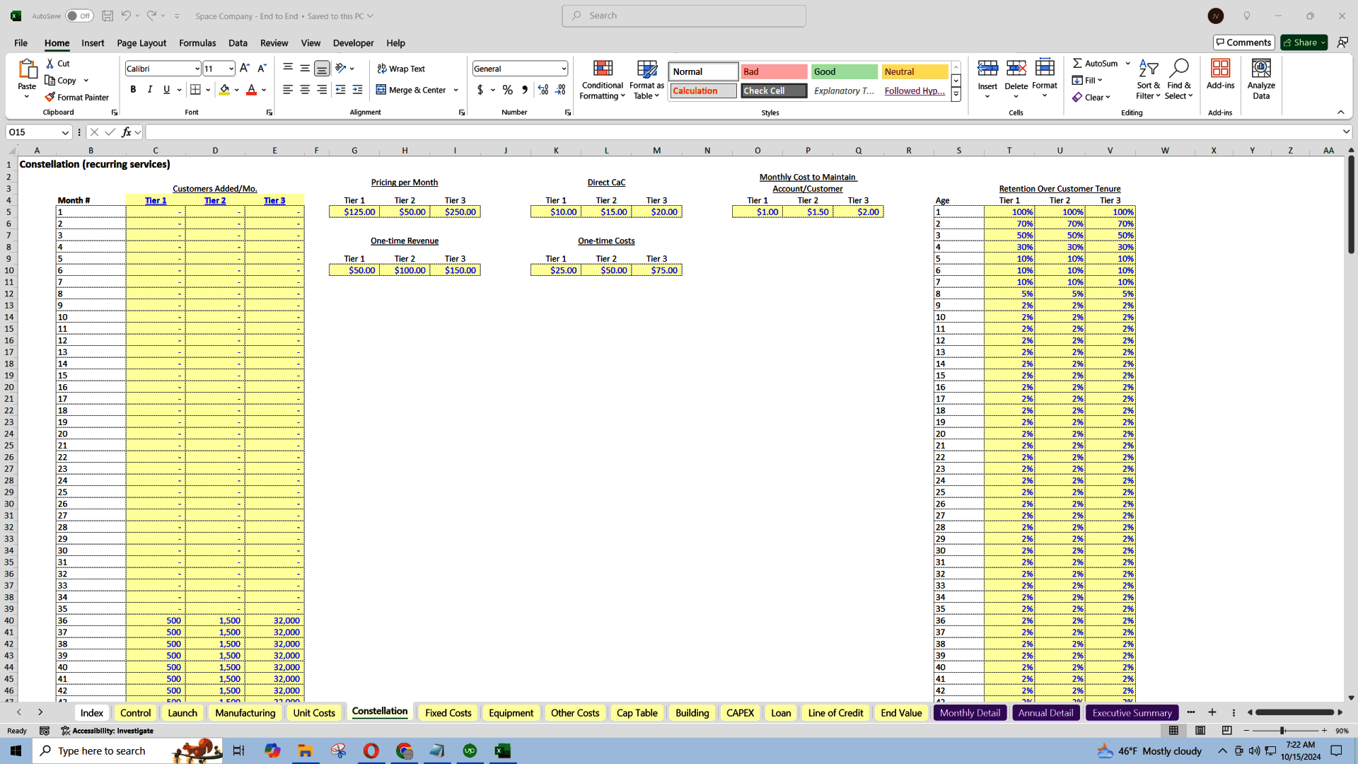 Space Company Startup Financial Model (Excel template (XLSX)) Preview Image