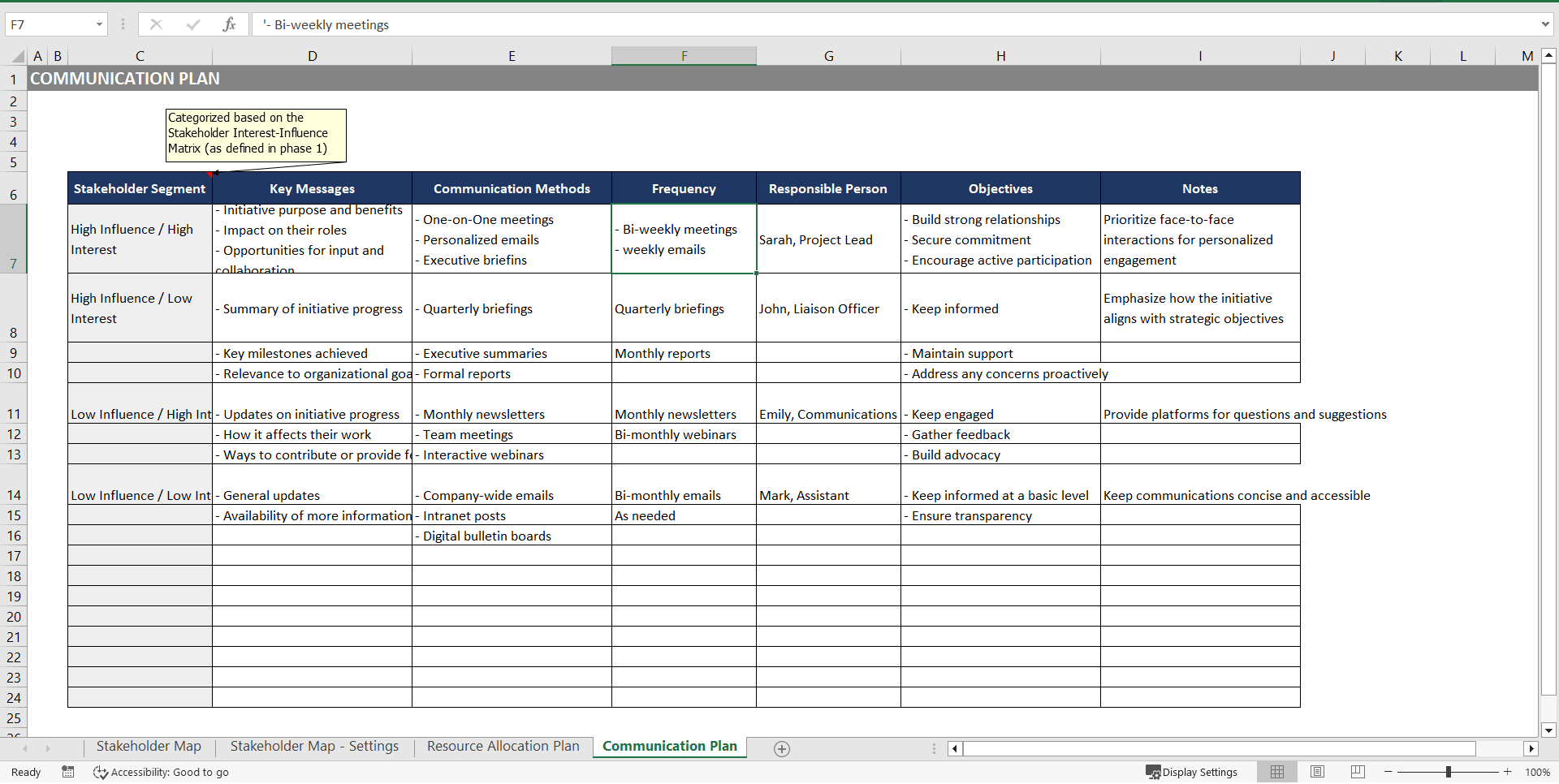 Stakeholder Engagement Templates (Excel template (XLSX)) Preview Image