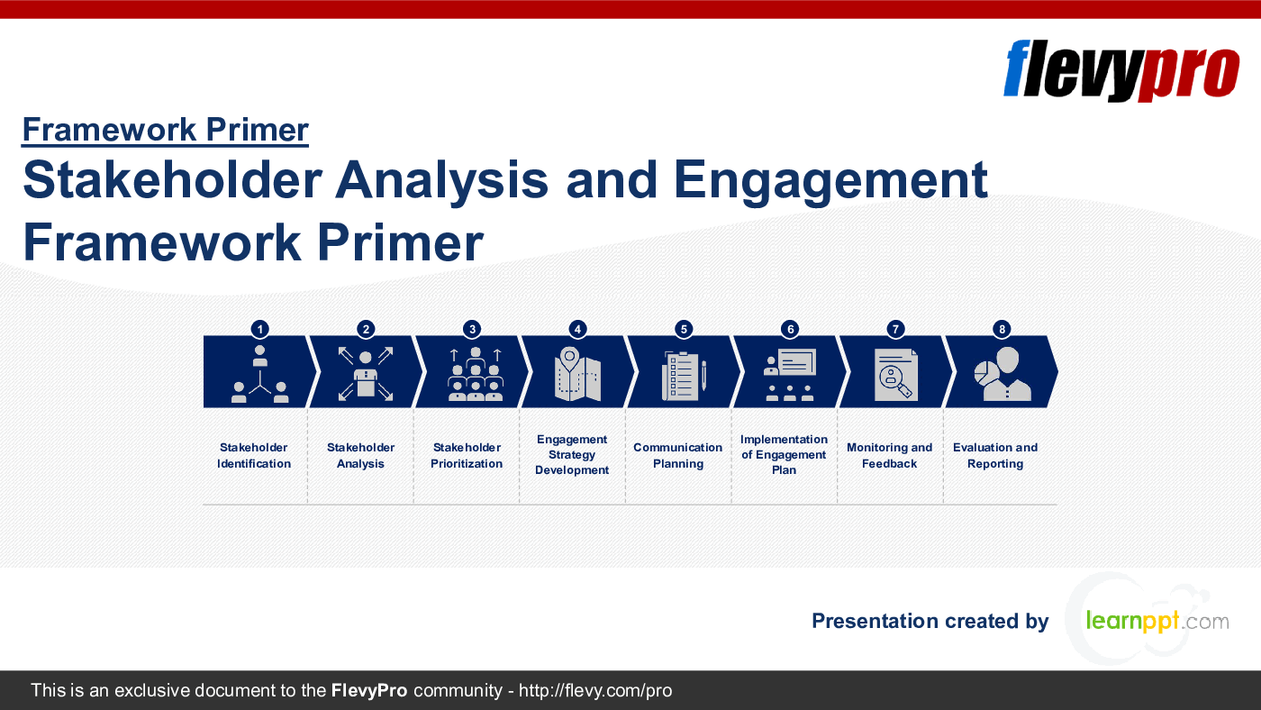 Stakeholder Analysis and Engagement Framework Primer (26-slide PPT PowerPoint presentation (PPTX)) Preview Image