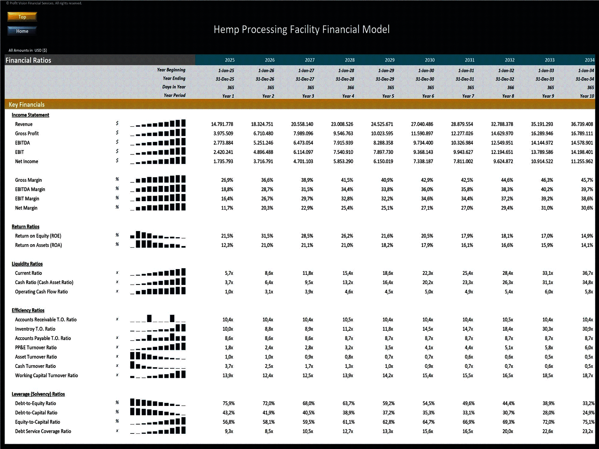 Hemp Processing Facility – 10 Year Financial Model (Excel template (XLSX)) Preview Image