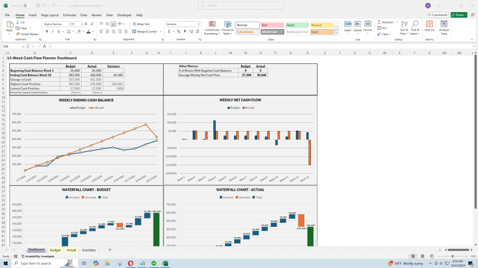 Quarterly Working Capital Management Tool (Excel template (XLSX)) Preview Image