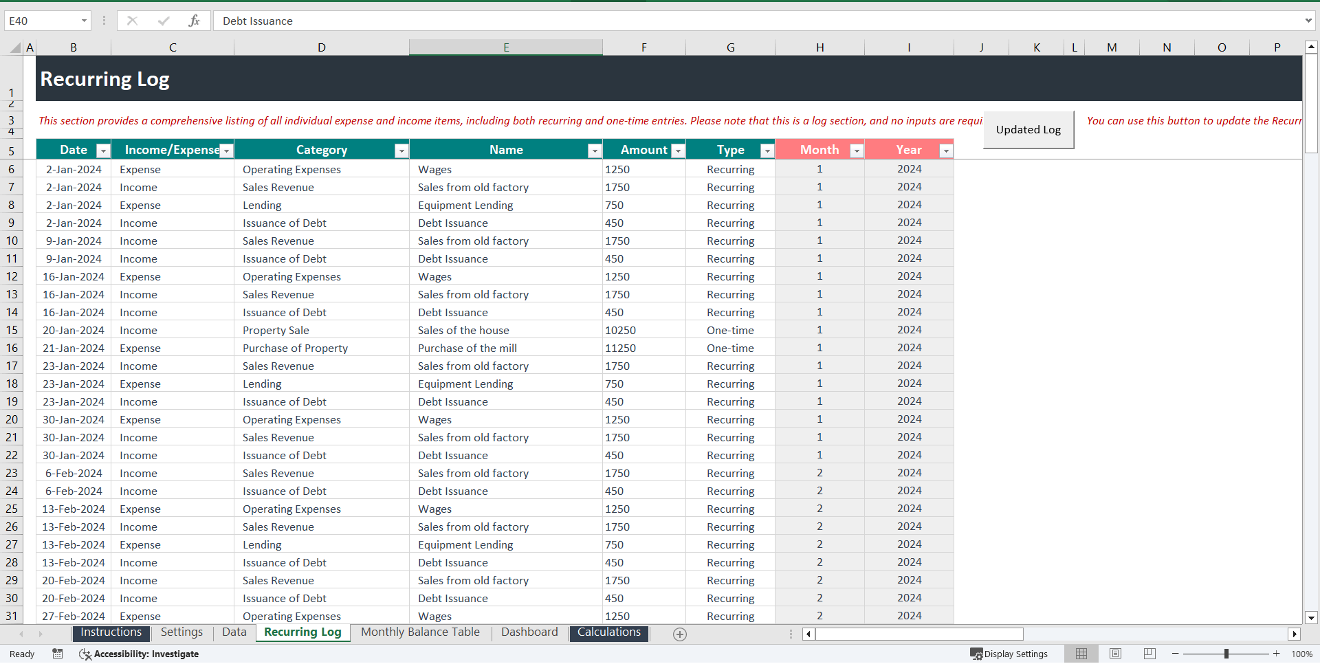 Cash Flow Planner Template (Excel template (XLSM)) Preview Image