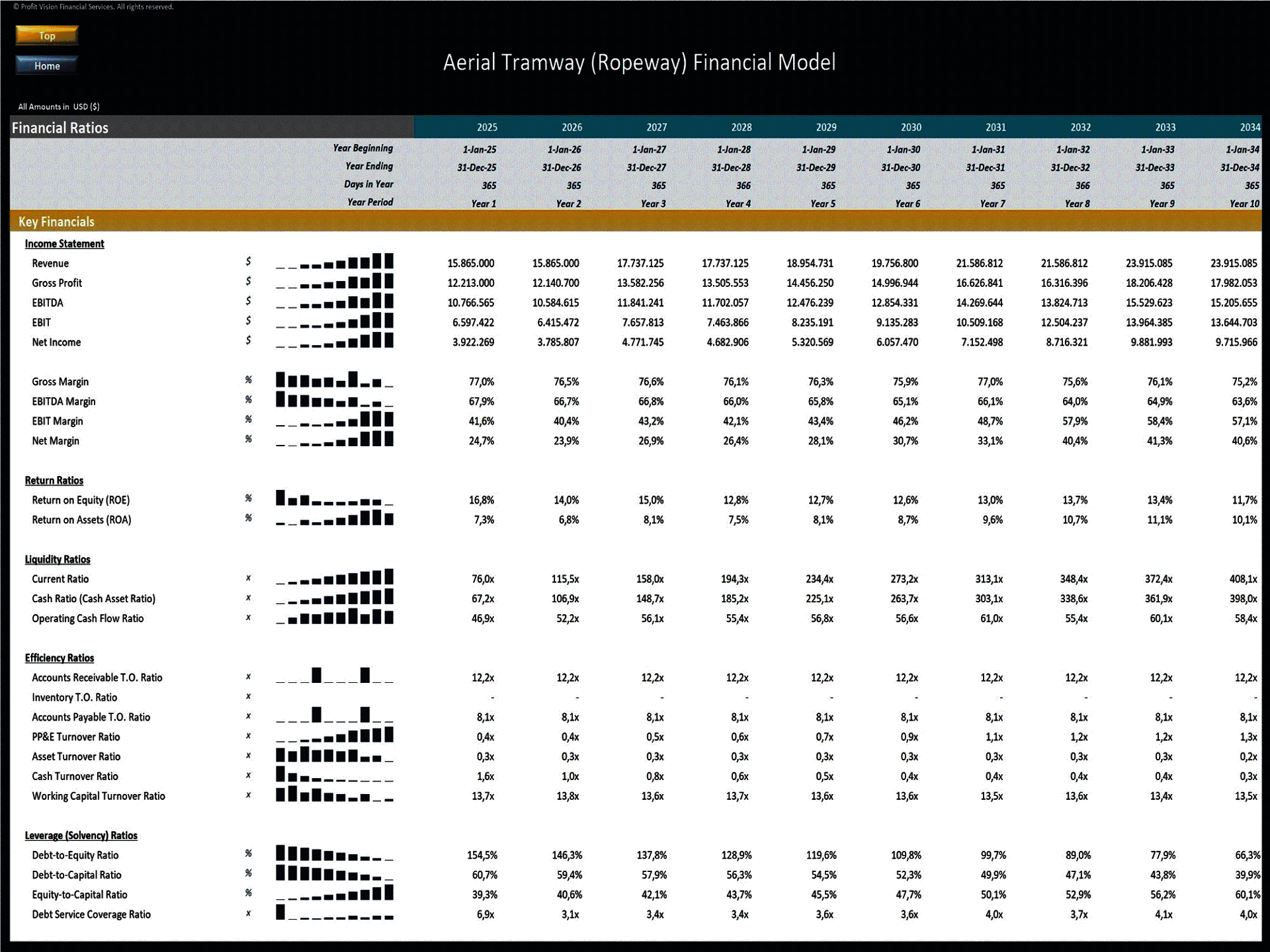 Aerial Tramway Development – 10 Year Financial Model (Excel template (XLSX)) Preview Image