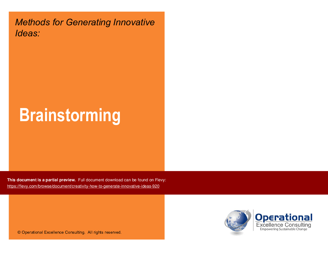 This is a partial preview of Creativity: How to Generate Innovative Ideas (100-slide PowerPoint presentation (PPTX)). Full document is 100 slides. 