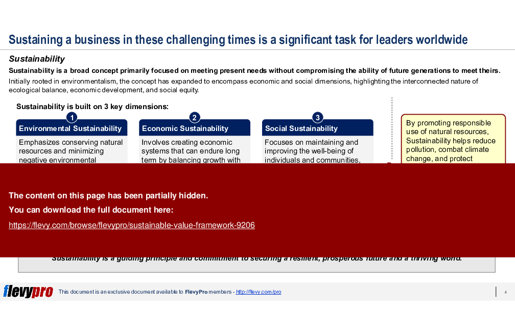 Sustainable Value Framework (33-slide PPT PowerPoint presentation (PPTX)) Preview Image