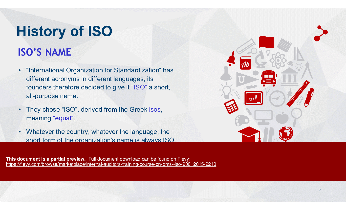 Internal Auditors Training Course on QMS - ISO 9001:2015 (101-slide PPT PowerPoint presentation (PPTX)) Preview Image