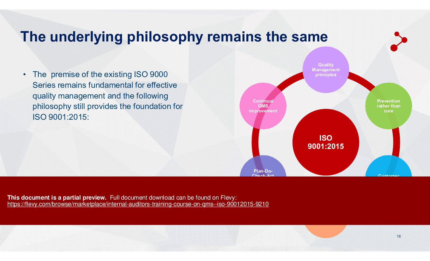 Internal Auditors Training Course on QMS - ISO 9001:2015 (101-slide PPT PowerPoint presentation (PPTX)) Preview Image