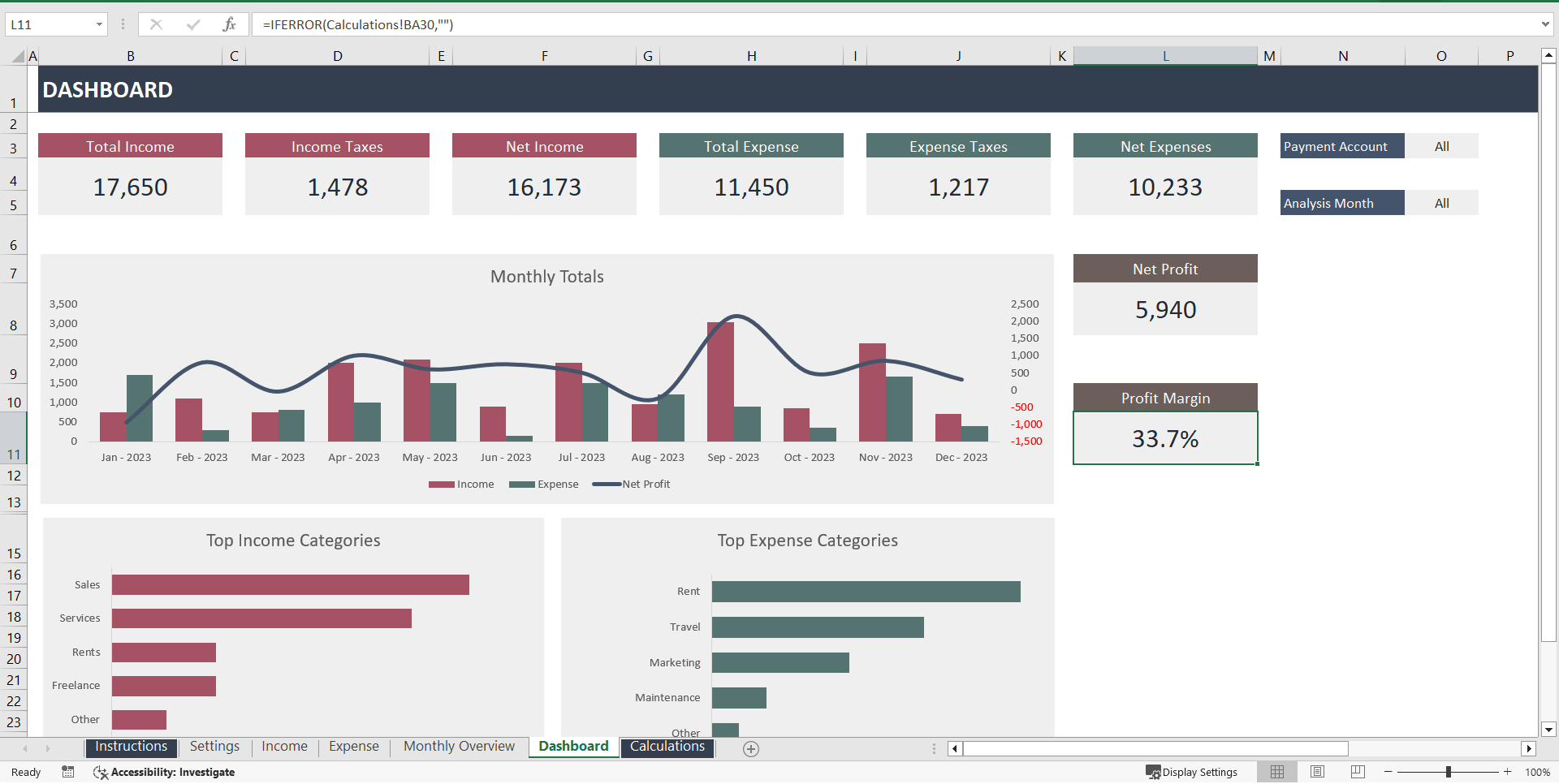 Bookkeeping Excel Template (Excel template (XLSX)) Preview Image