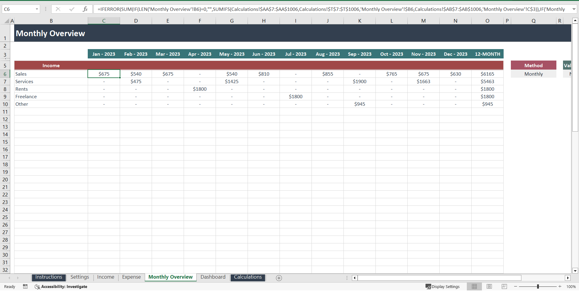 Bookkeeping Excel Template (Excel template (XLSX)) Preview Image