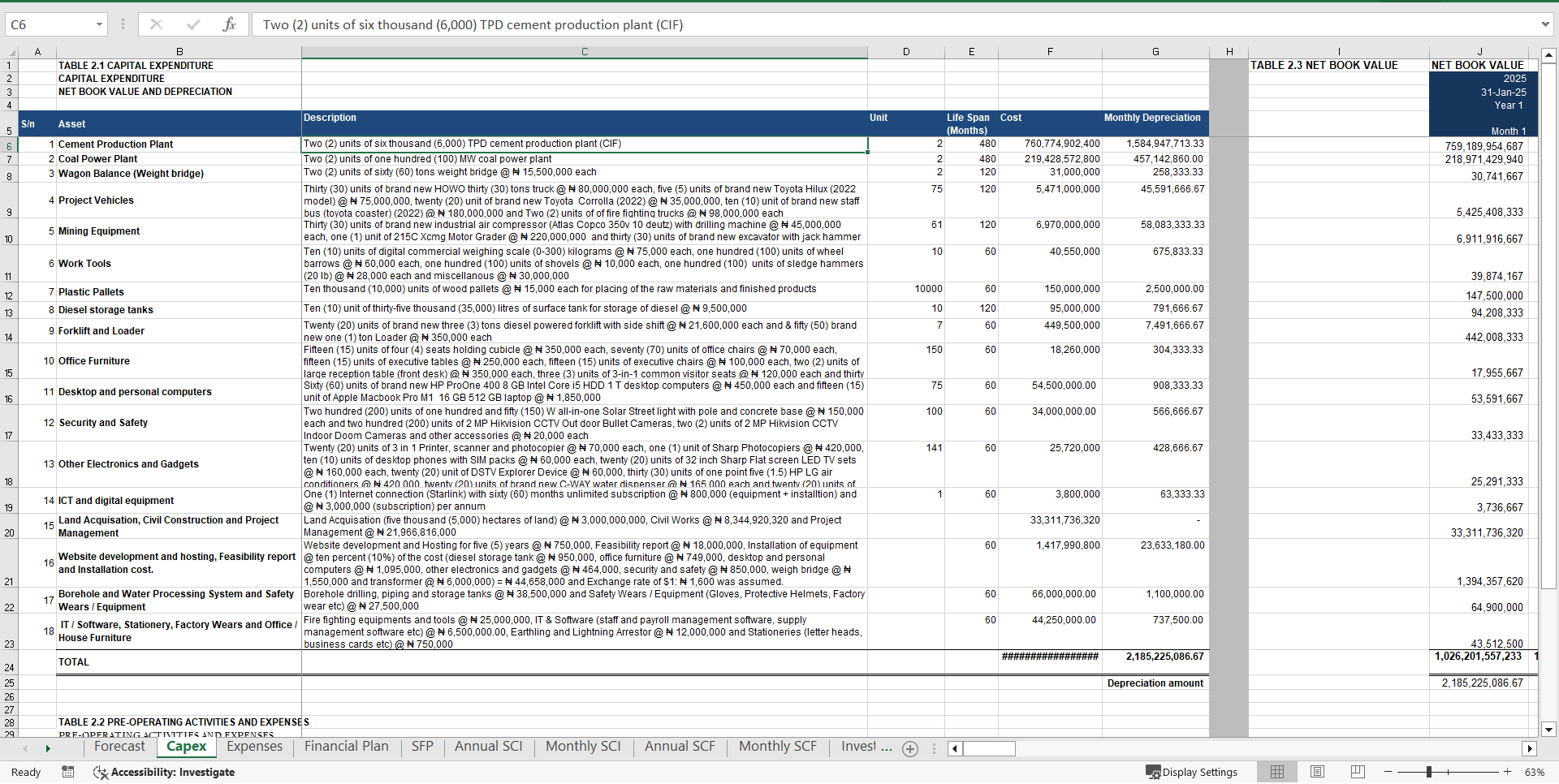 Cement Manufacturing – 10 Year Financial Model (Excel) (Excel template (XLSX)) Preview Image