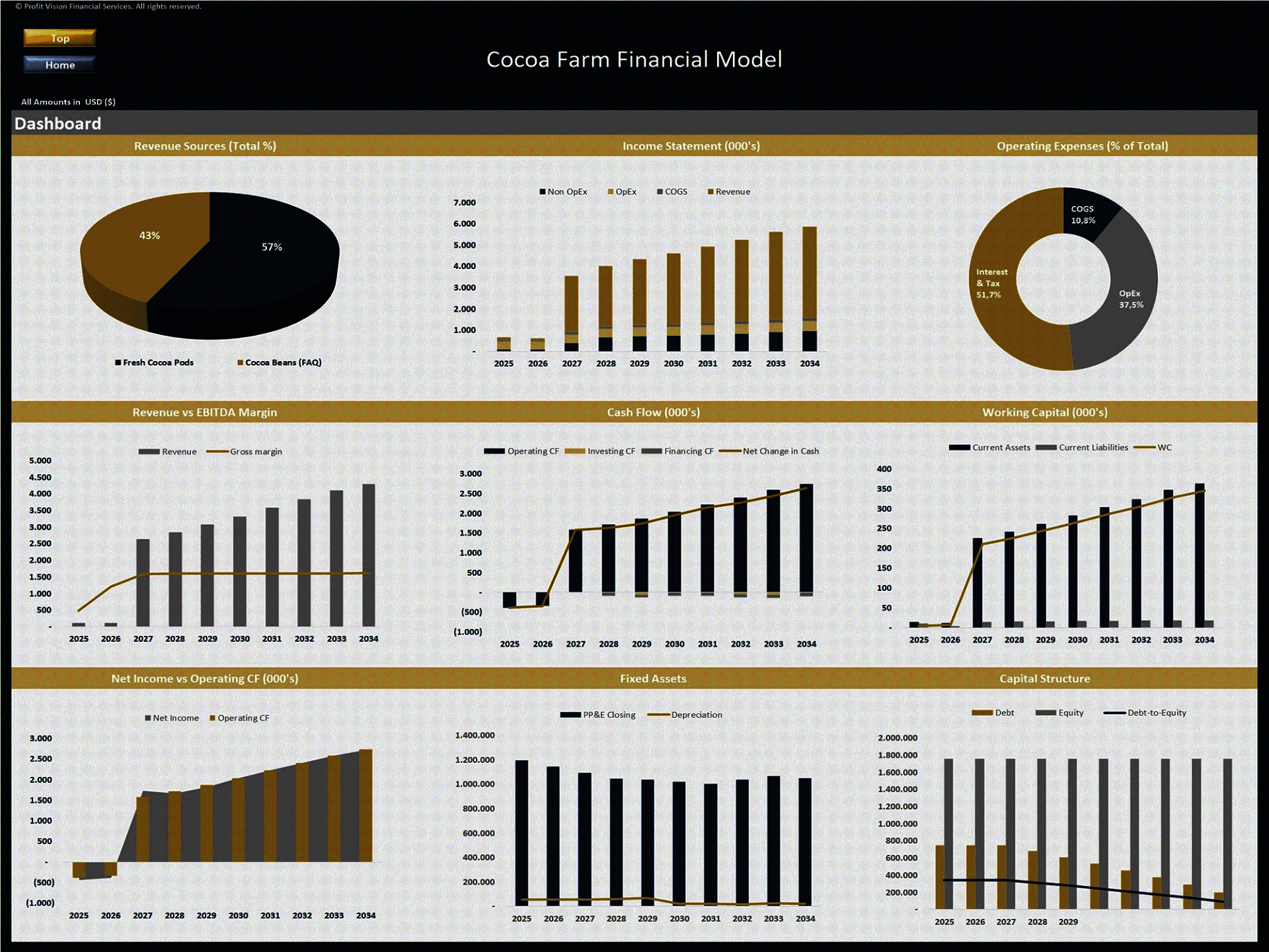 Cocoa Farm – 10 Year Financial Model (Excel template (XLSX)) Preview Image