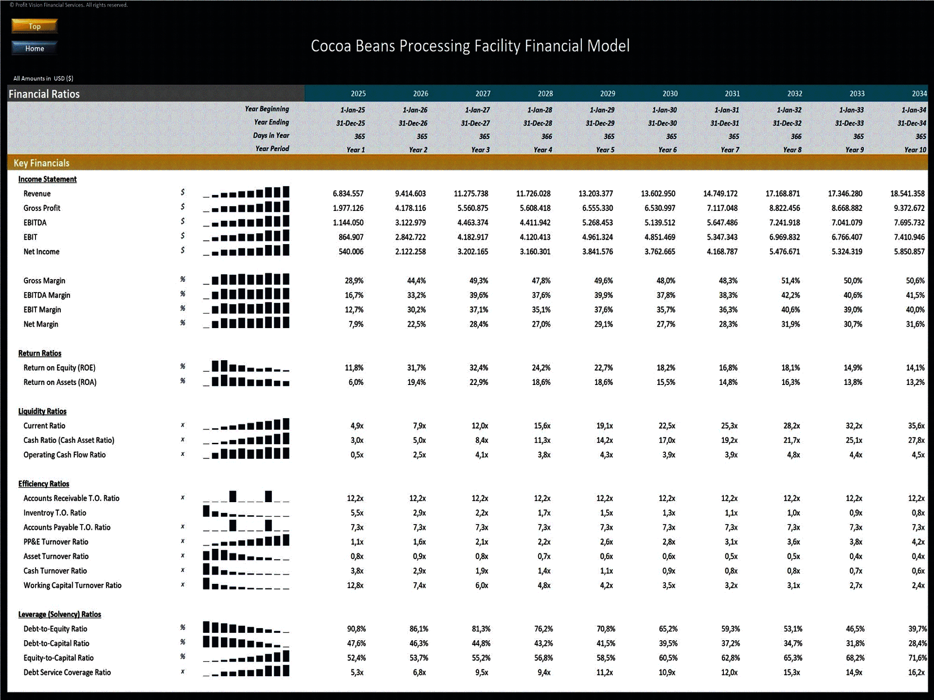 Cocoa Processing Facility – 10 Year Financial Model (Excel template (XLSX)) Preview Image