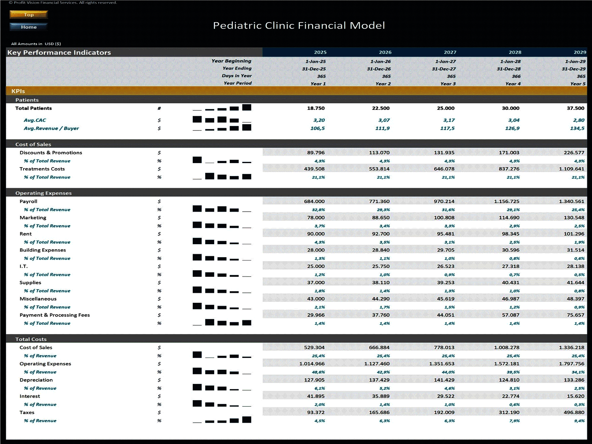 Pediatric Clinic – 5 Year Financial Model (Excel template (XLSX)) Preview Image