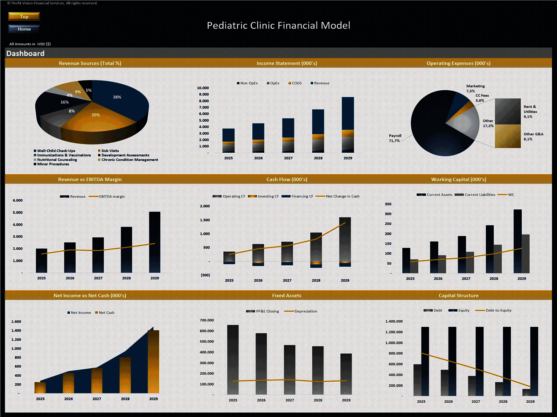 Pediatric Clinic – 5 Year Financial Model (Excel template (XLSX)) Preview Image